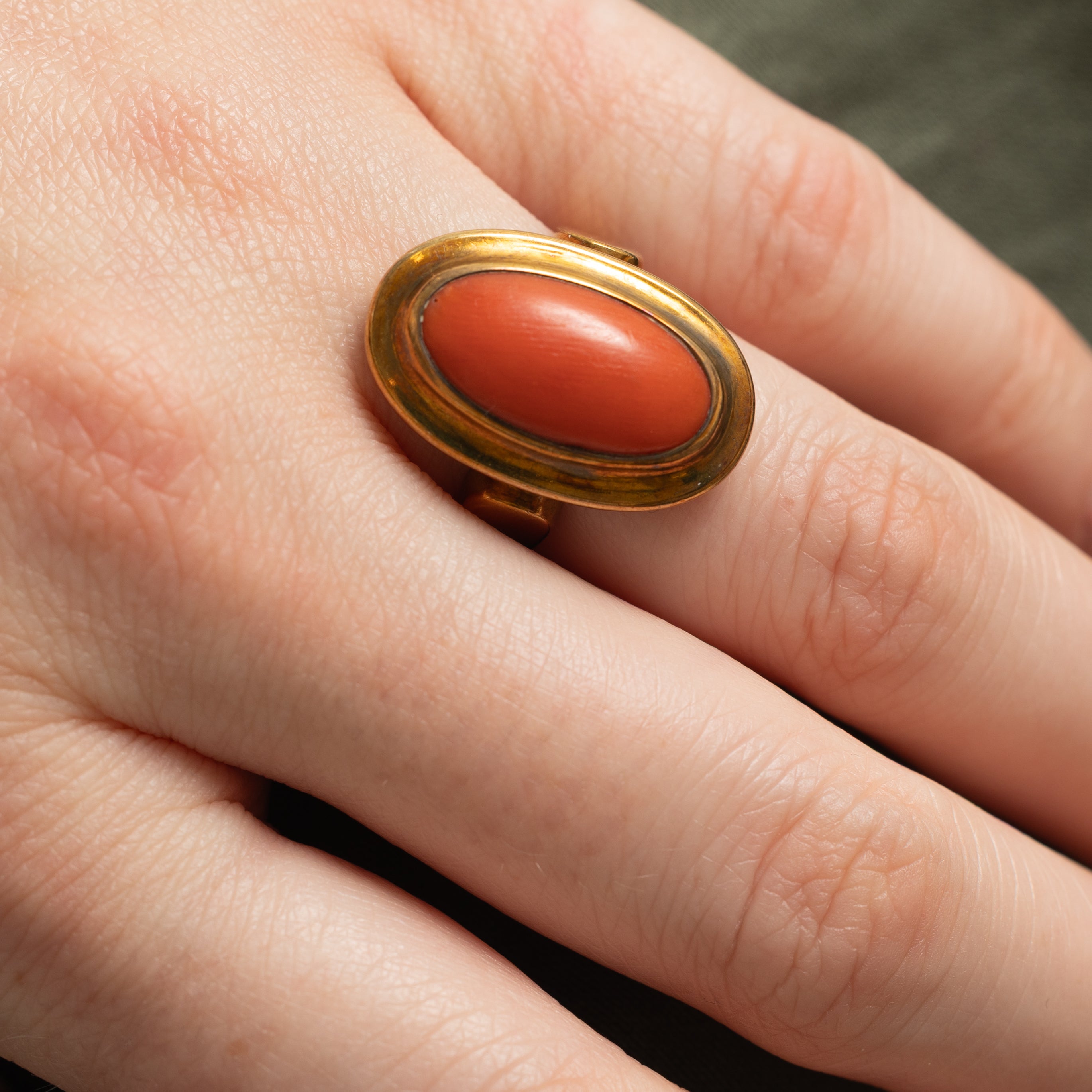Bezel Set Coral Cocktail Ring | 3.30ct | SZ 7