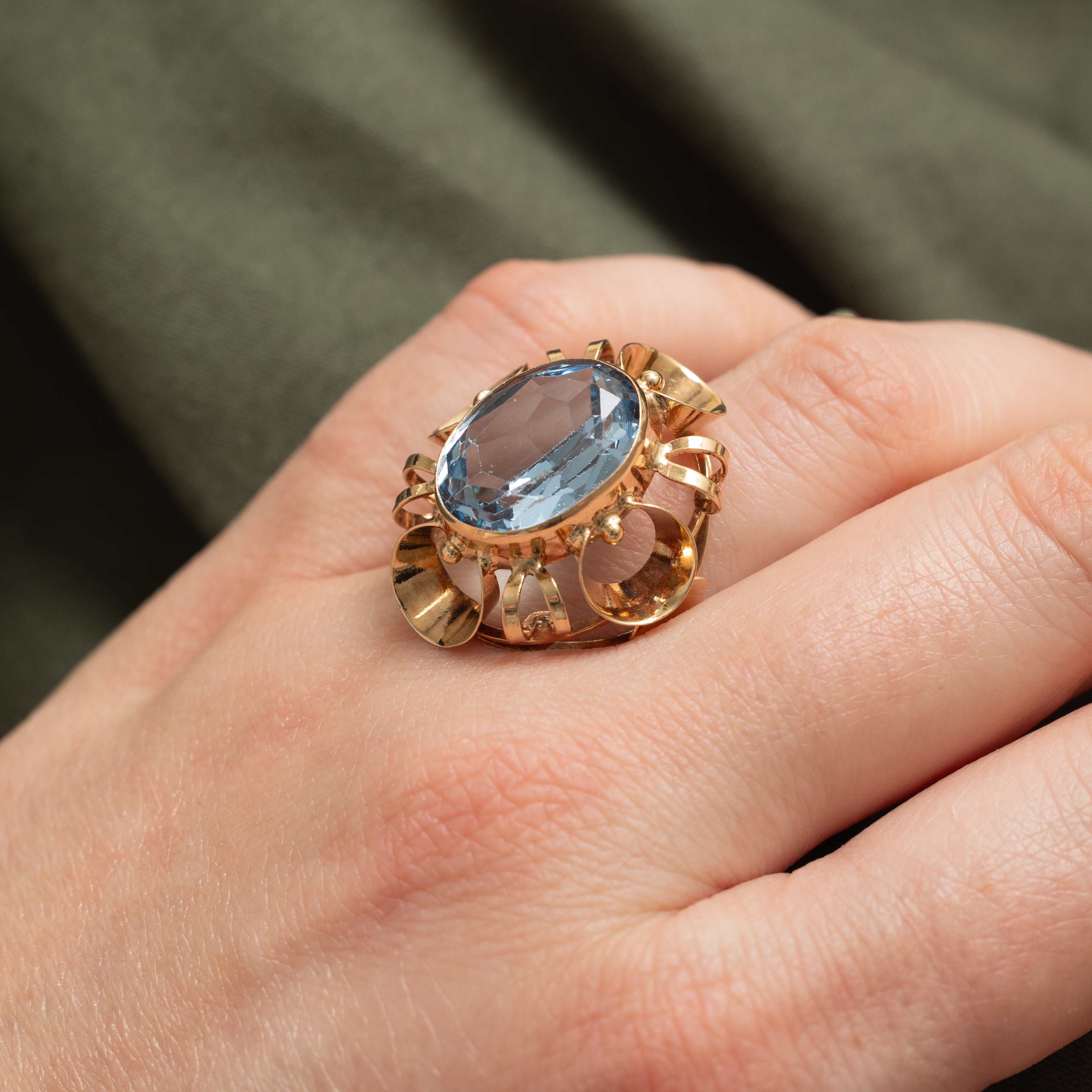 14k Synthetic Spinel Openwork Cocktail Ring | 7.50ct | SZ 10.25
