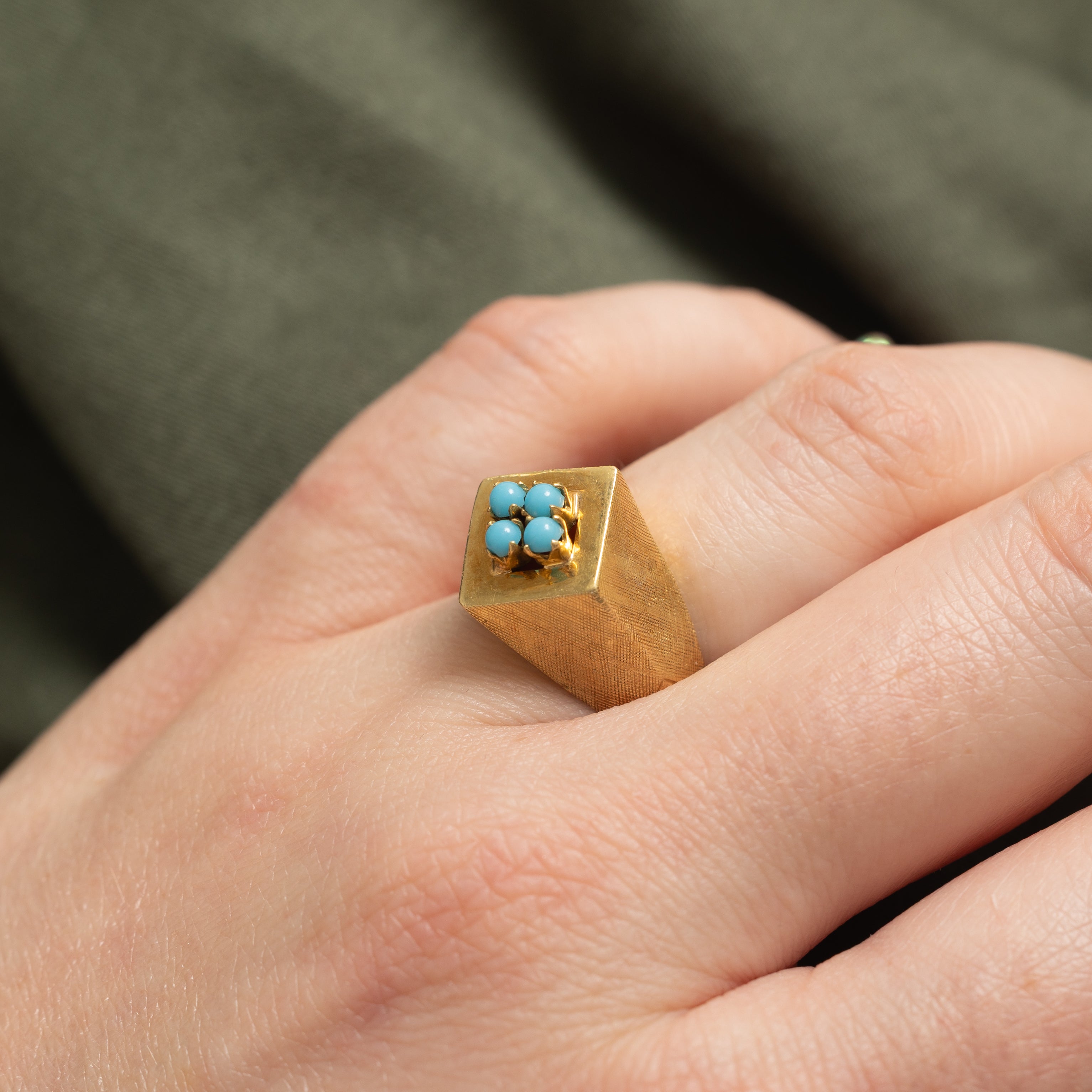 18k Turquoise Cluster Geometric Ring | 0.24ctw | SZ 5.25