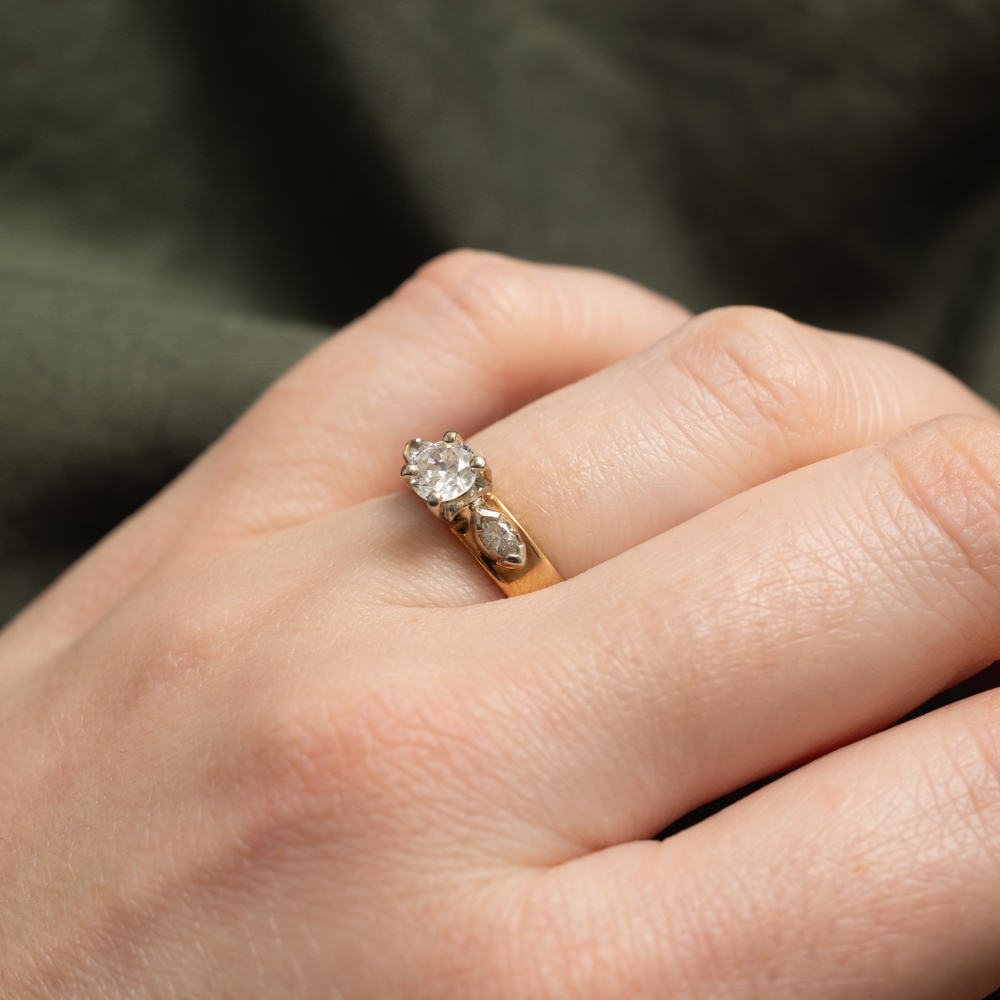 14k Diamond Marquise Cut Accented Ring | 0.45ct SI2 I, 0.20ctw | SZ 5.75
