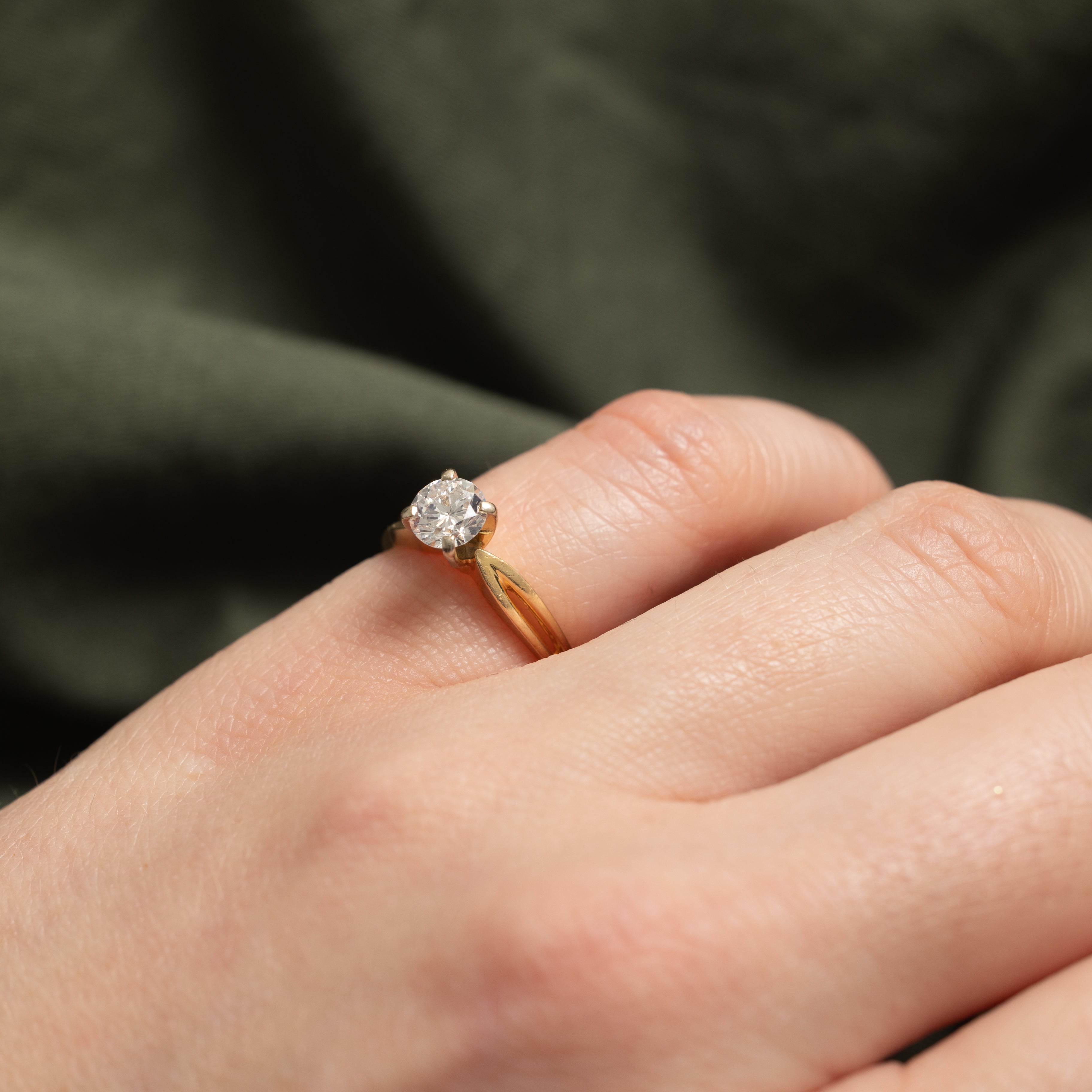 14k Solitaire Diamond Open Shank Ring | 0.55ct VS1 I | SZ 3.75