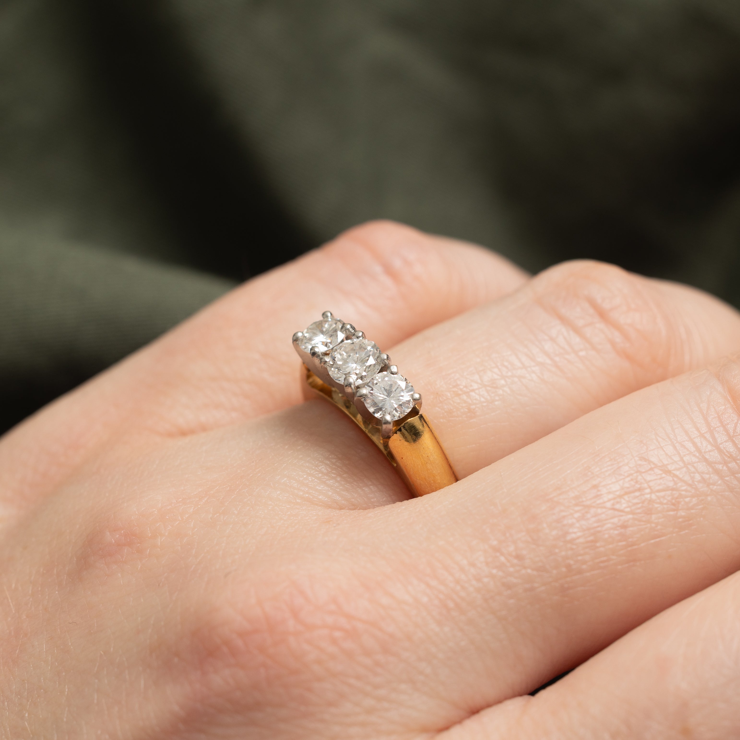 18k Three Stone Diamond Ring | 0.40ct SI1 H, 0.60ctw | SZ 6