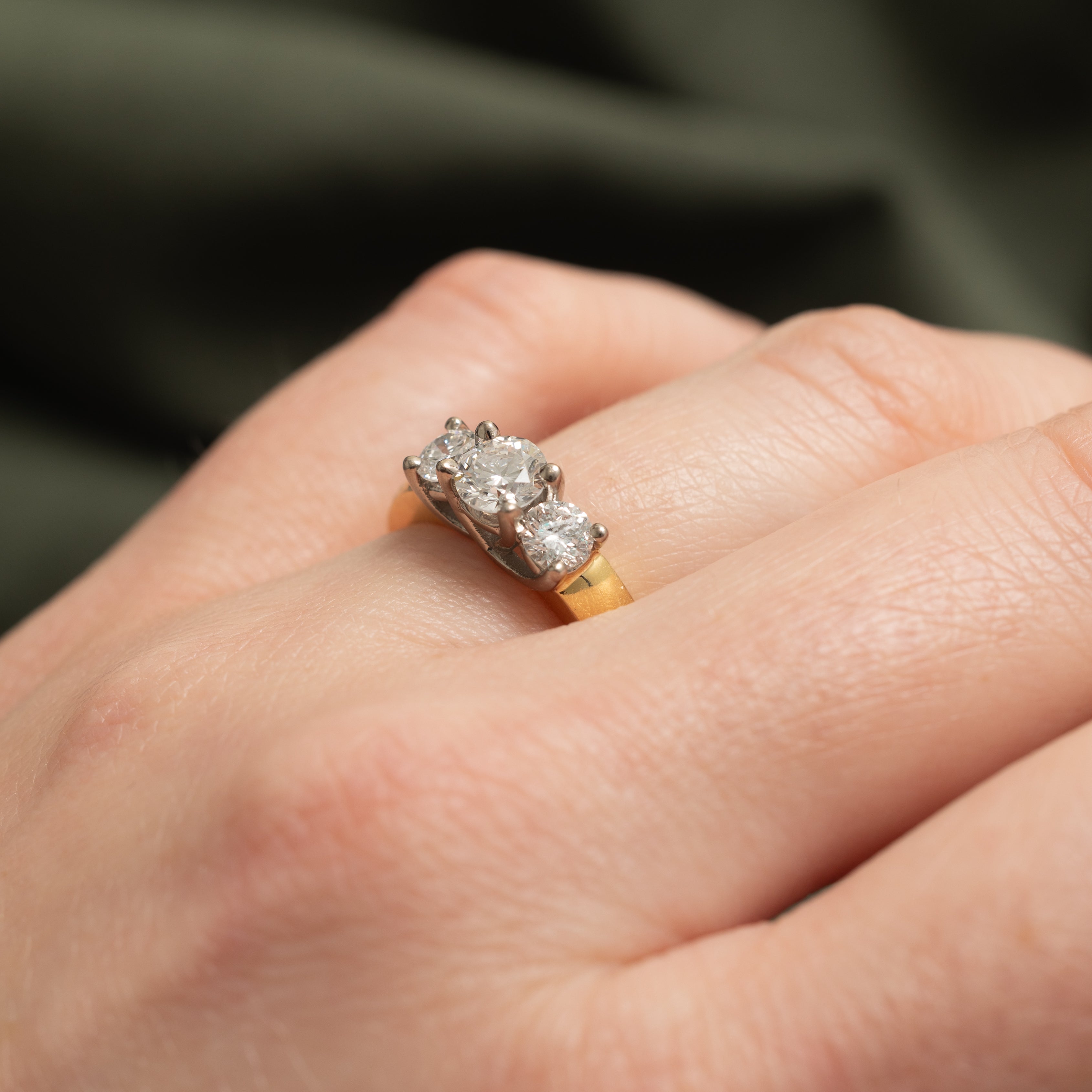 18k Three Stone Diamond Ring | 0.48ct SI1 F/G, 0.42ctw | SZ 6.5