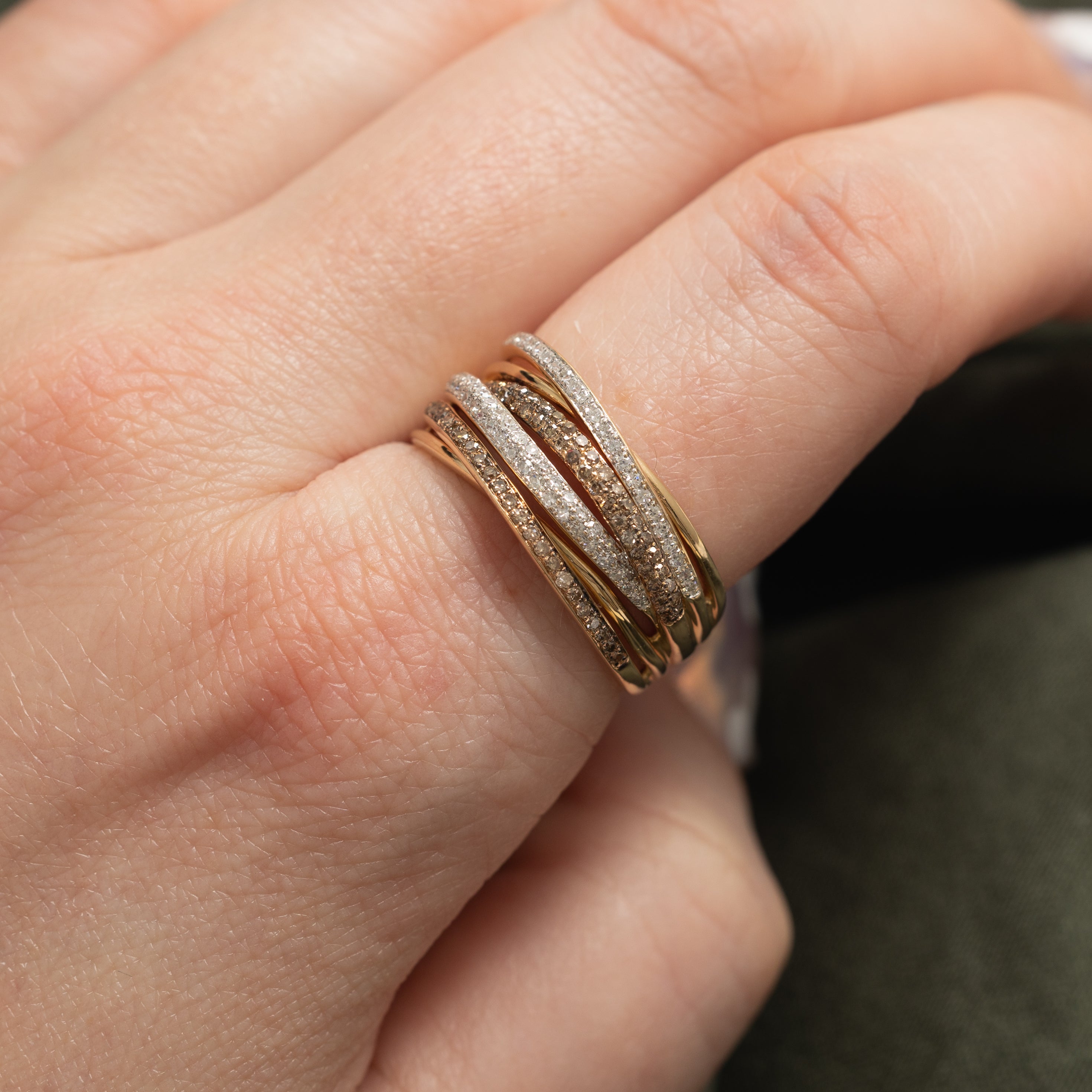 ‘Effy’ 14k Diamond Multi Row Crossover Ring | 0.62ctw | SZ 9