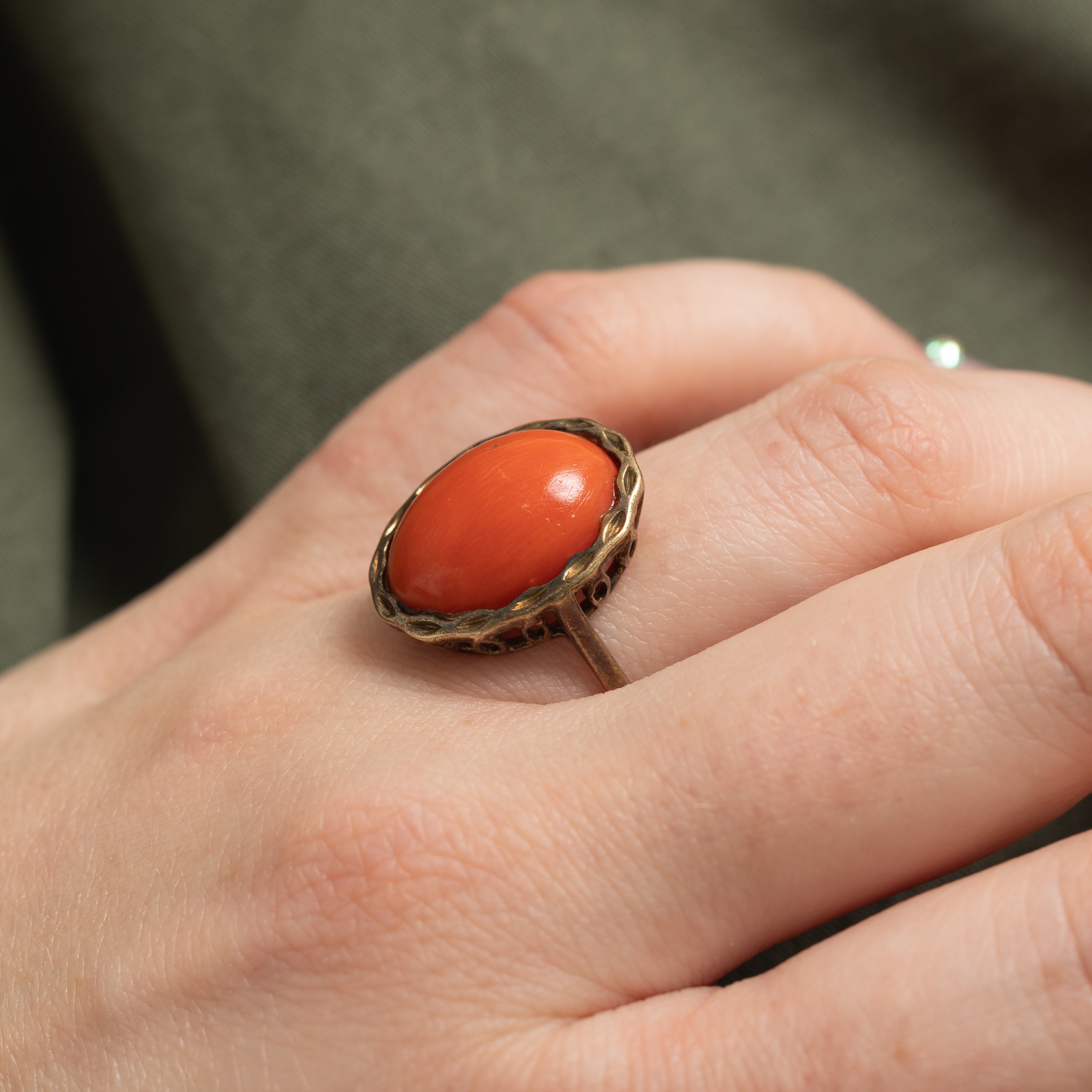 Bezel Set Coral Textured Cocktail Ring | 7.50ct | SZ 8.5