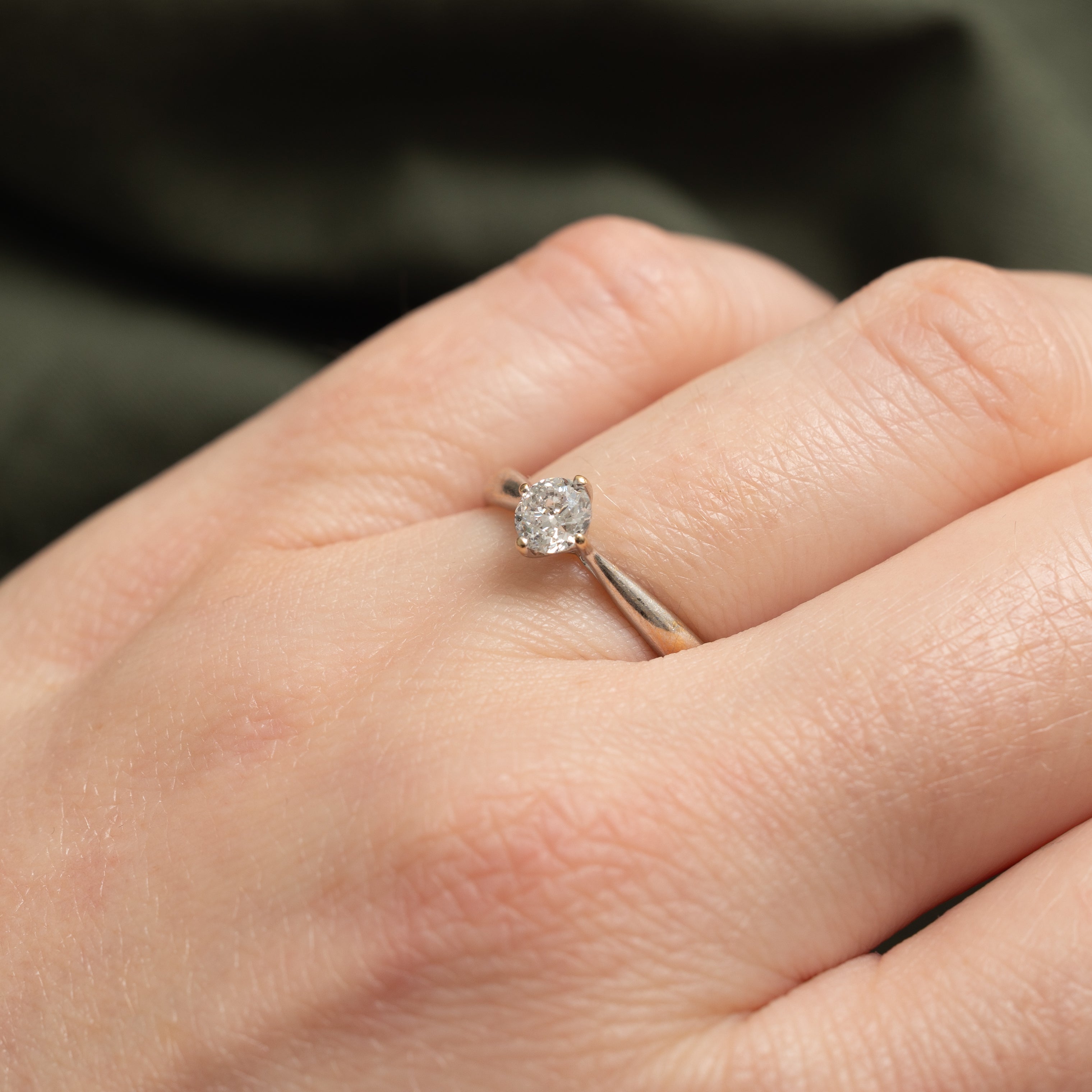 Birmingham 18k Solitaire Diamond Reverse Tapered Ring | 0.37ct I1 E | SZ 6.25