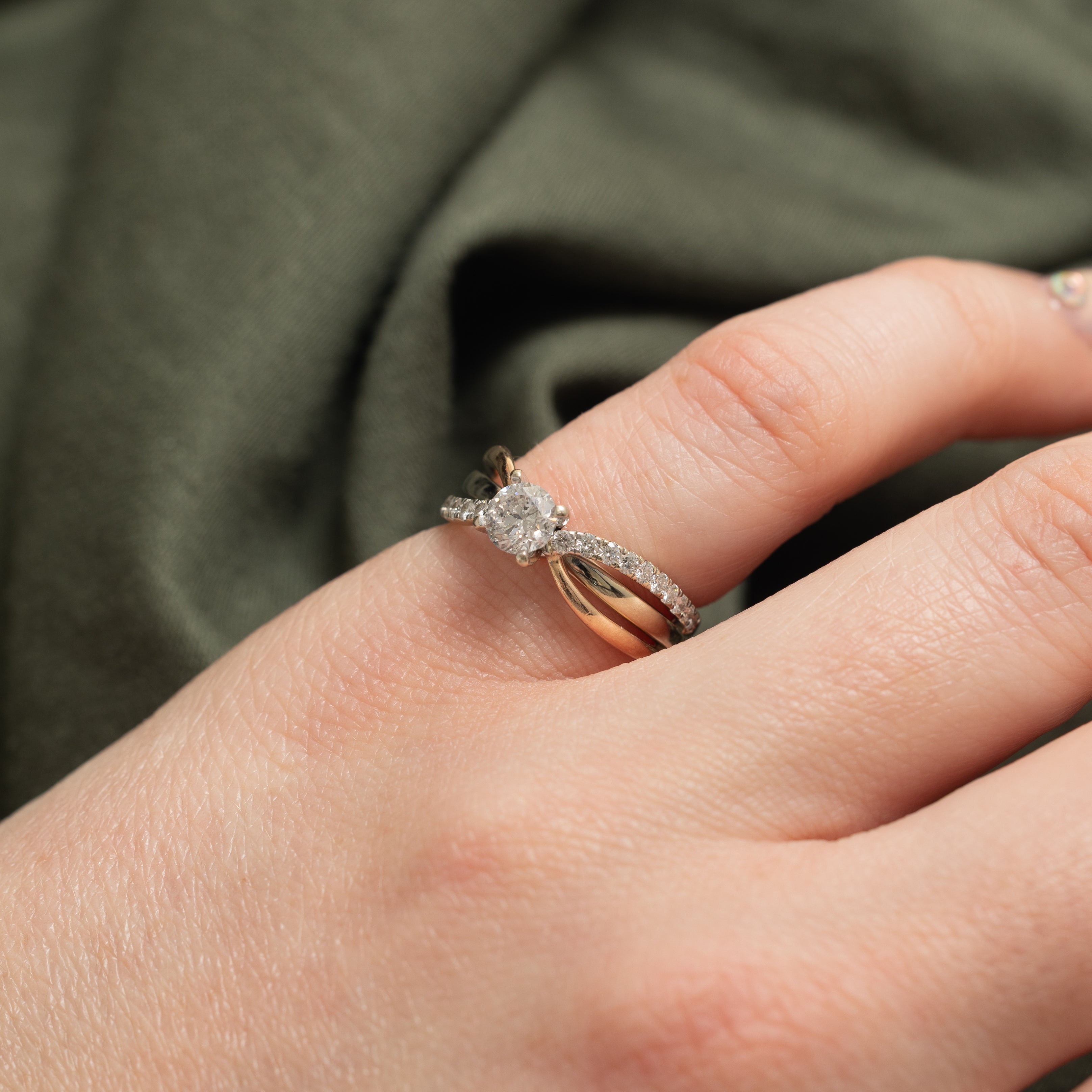14k Tri Tone Gold Diamond Crossover Ring | 0.50ct I1 G/H, 0.30ctw | SZ 4
