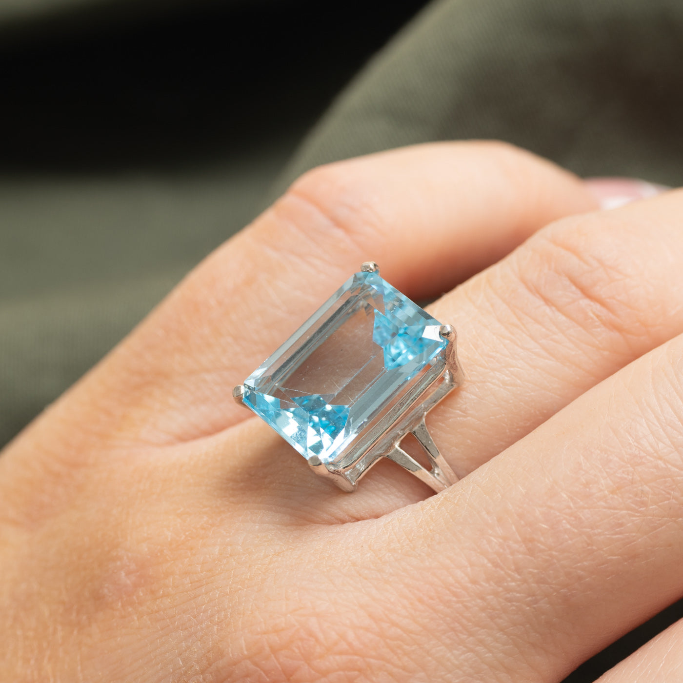 Emerald Cut Topaz Cocktail Ring | 12.00ct | SZ 6.5