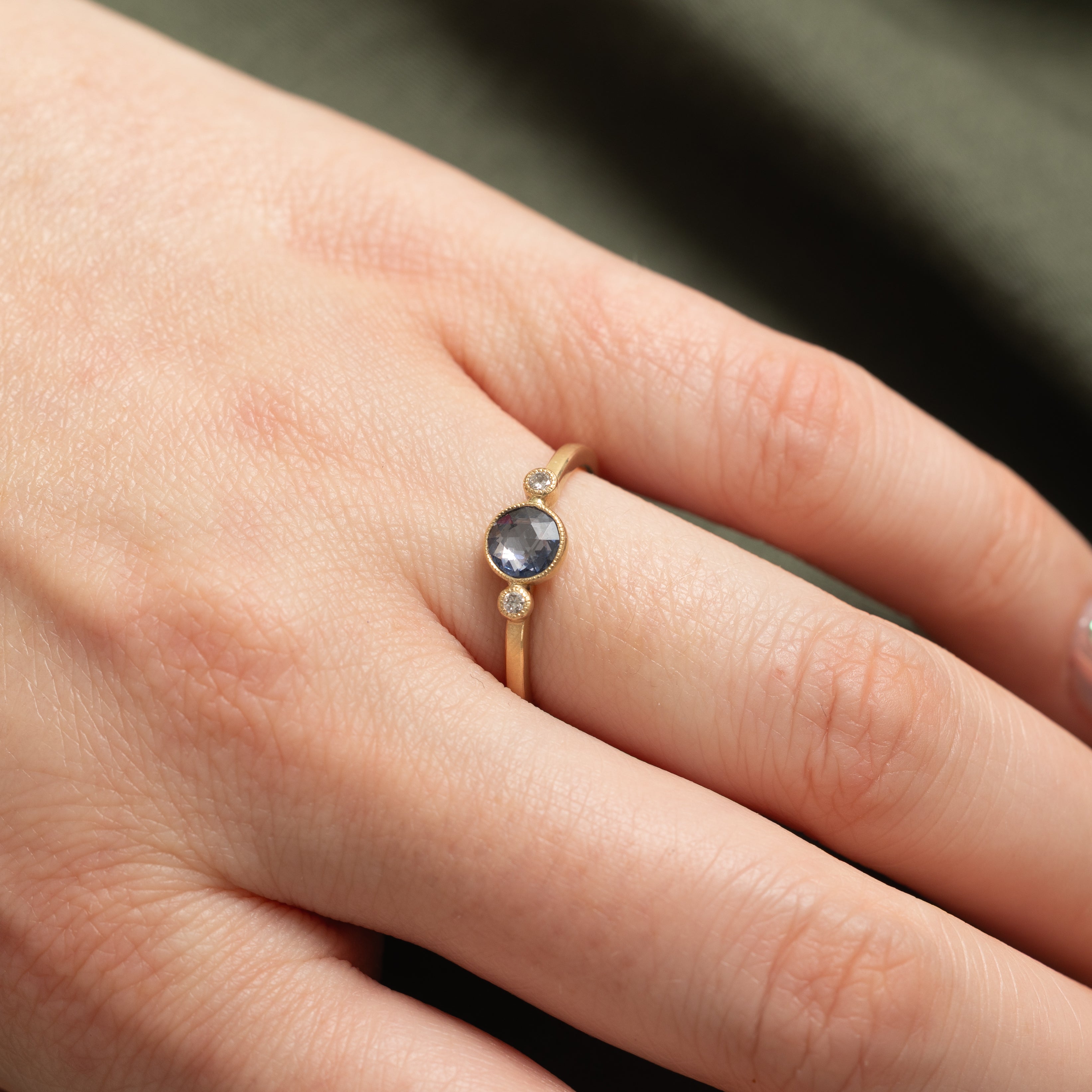 14k Bezel Set Sapphire & Diamond Ring | 0.50ct, 0.04ctw | SZ 7
