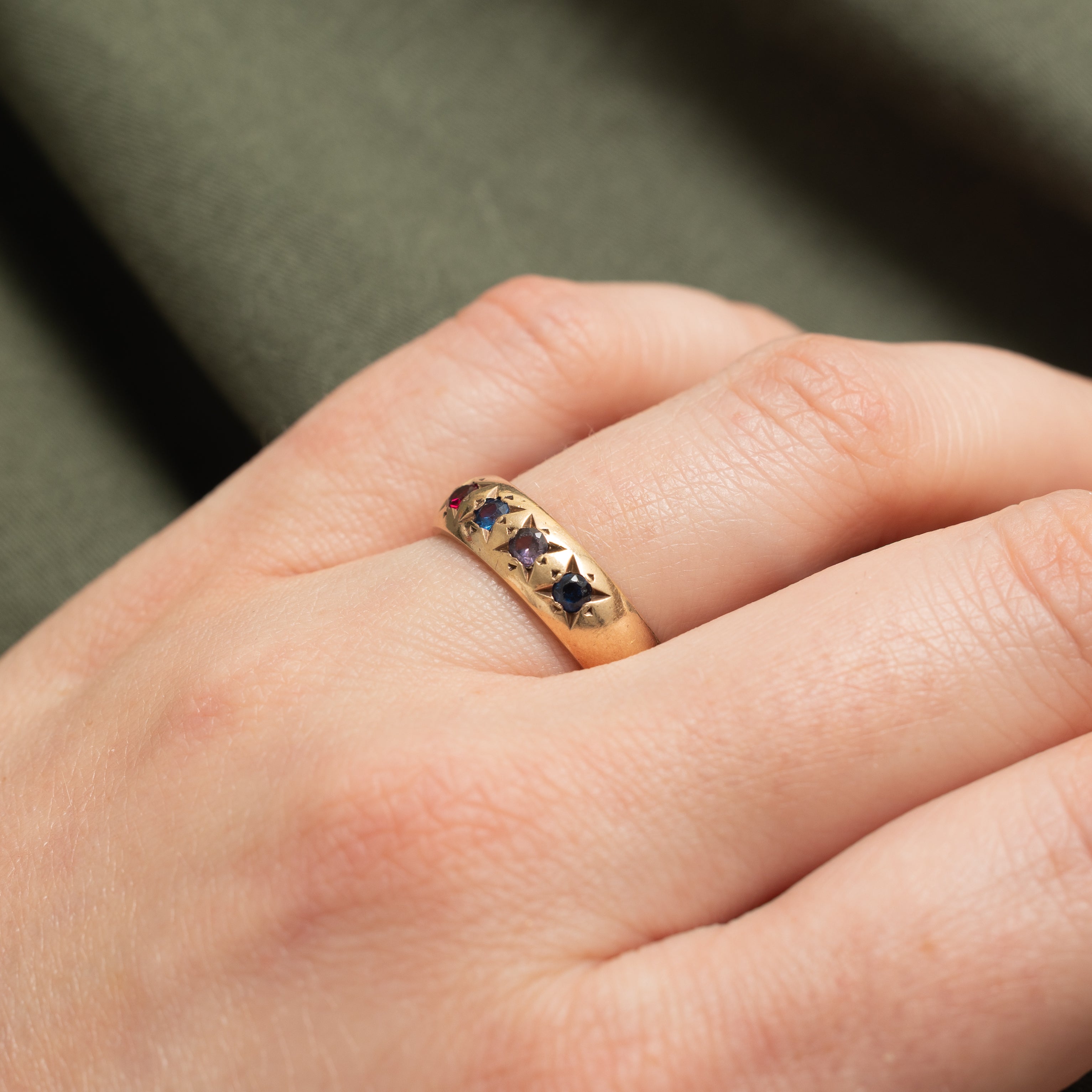 Star Set Four Stone Synthetic Gemstone Ring | 0.20ctw | 5.40mm | SZ 6.5