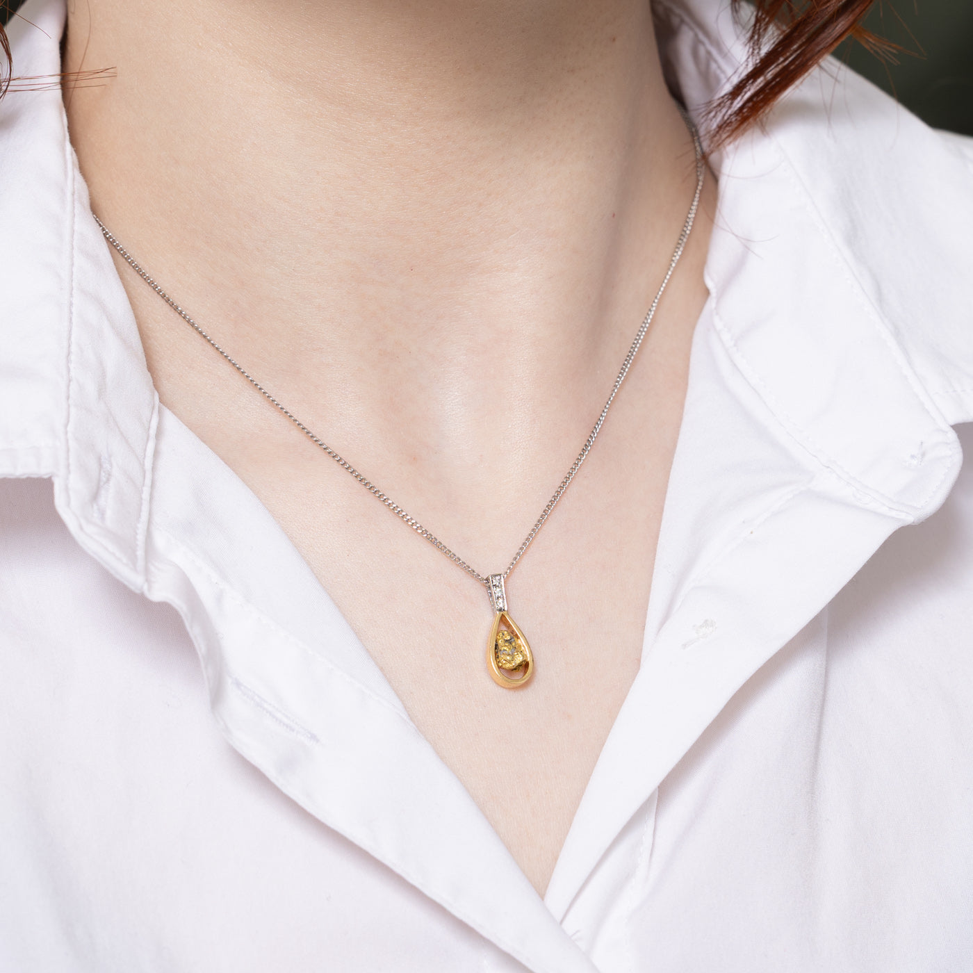 Diamond & Gold Nugget Pendant | 0.06ctw
