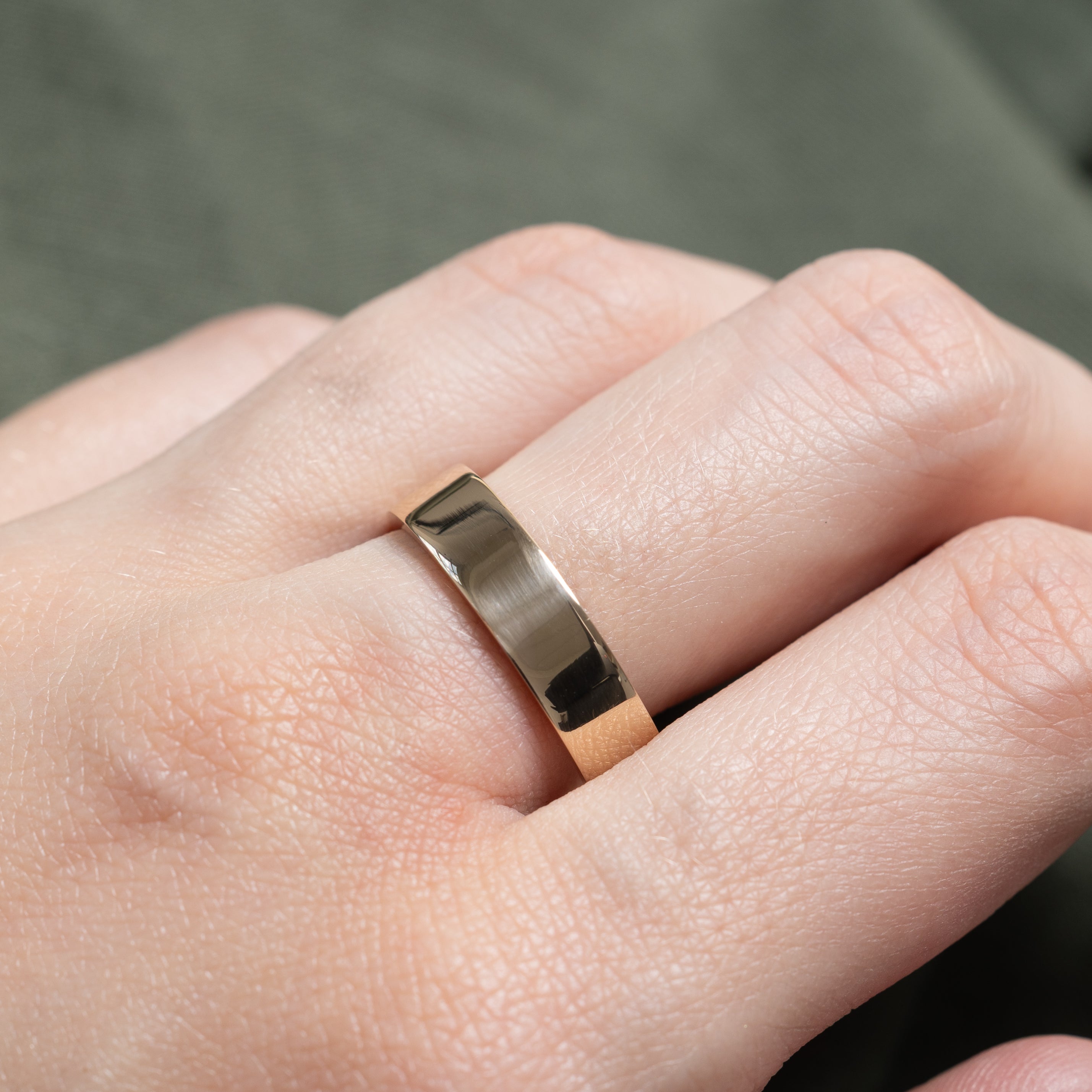 '100 Ways' Rectangular Heavy Gold Band | 5.00mm | Various Sizes