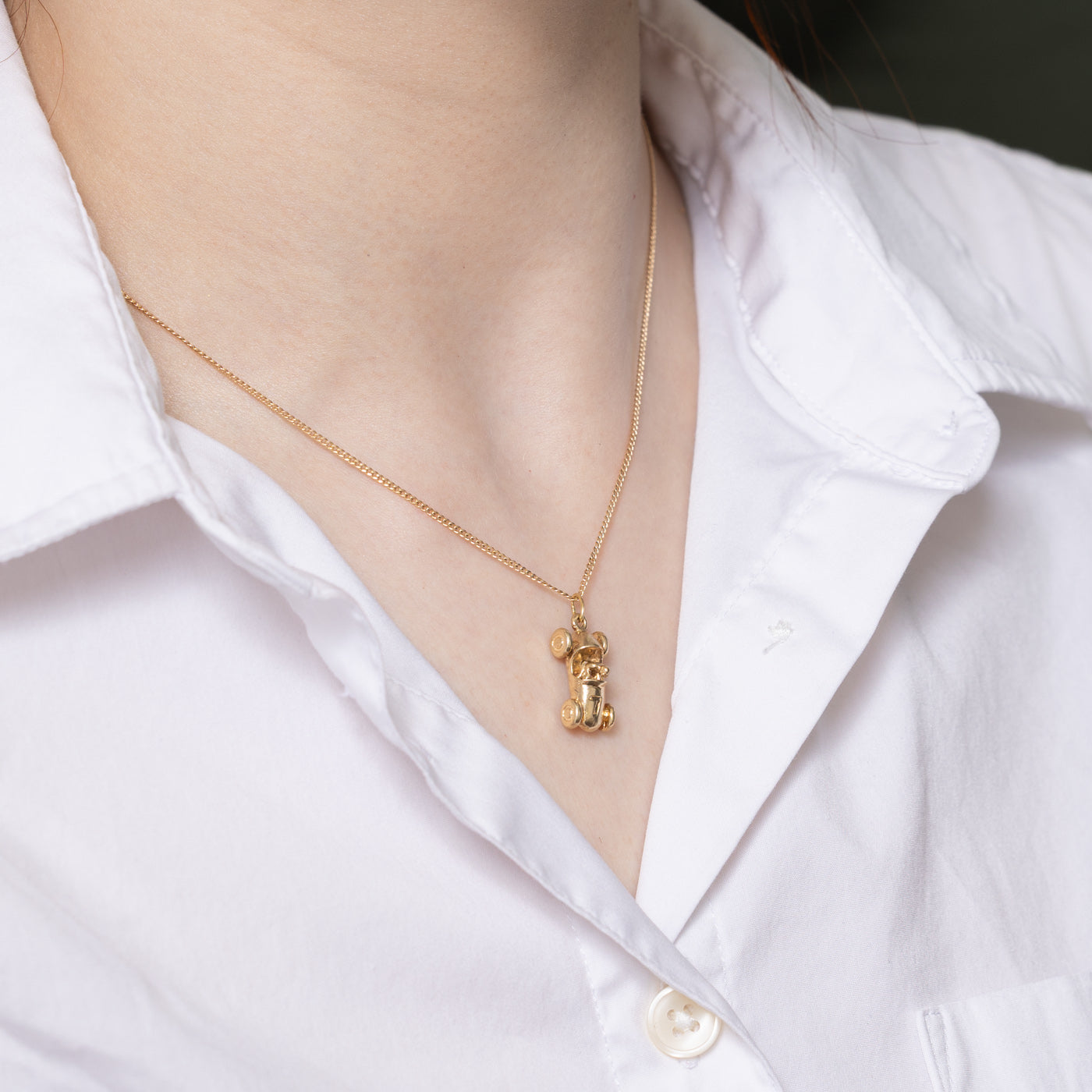 10K Yellow Gold Vintage Racing Car Charm
