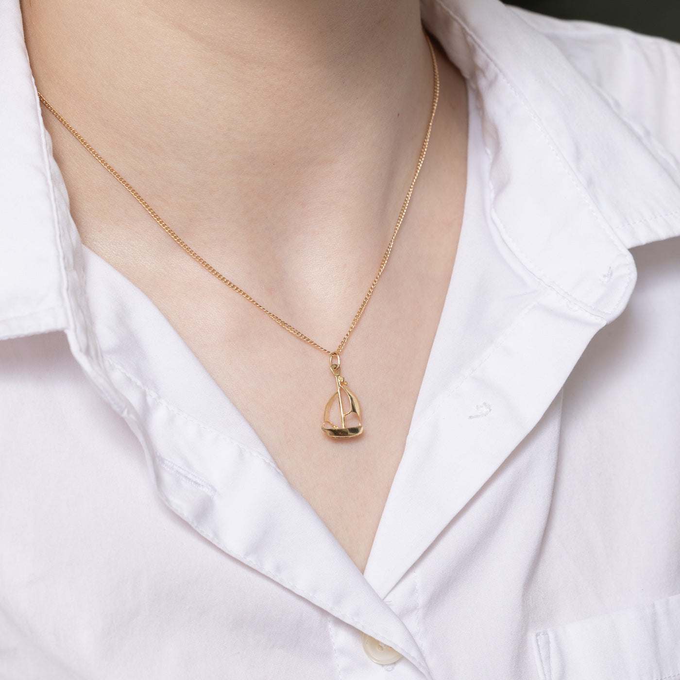 14K Yellow Gold Sailboat Charm