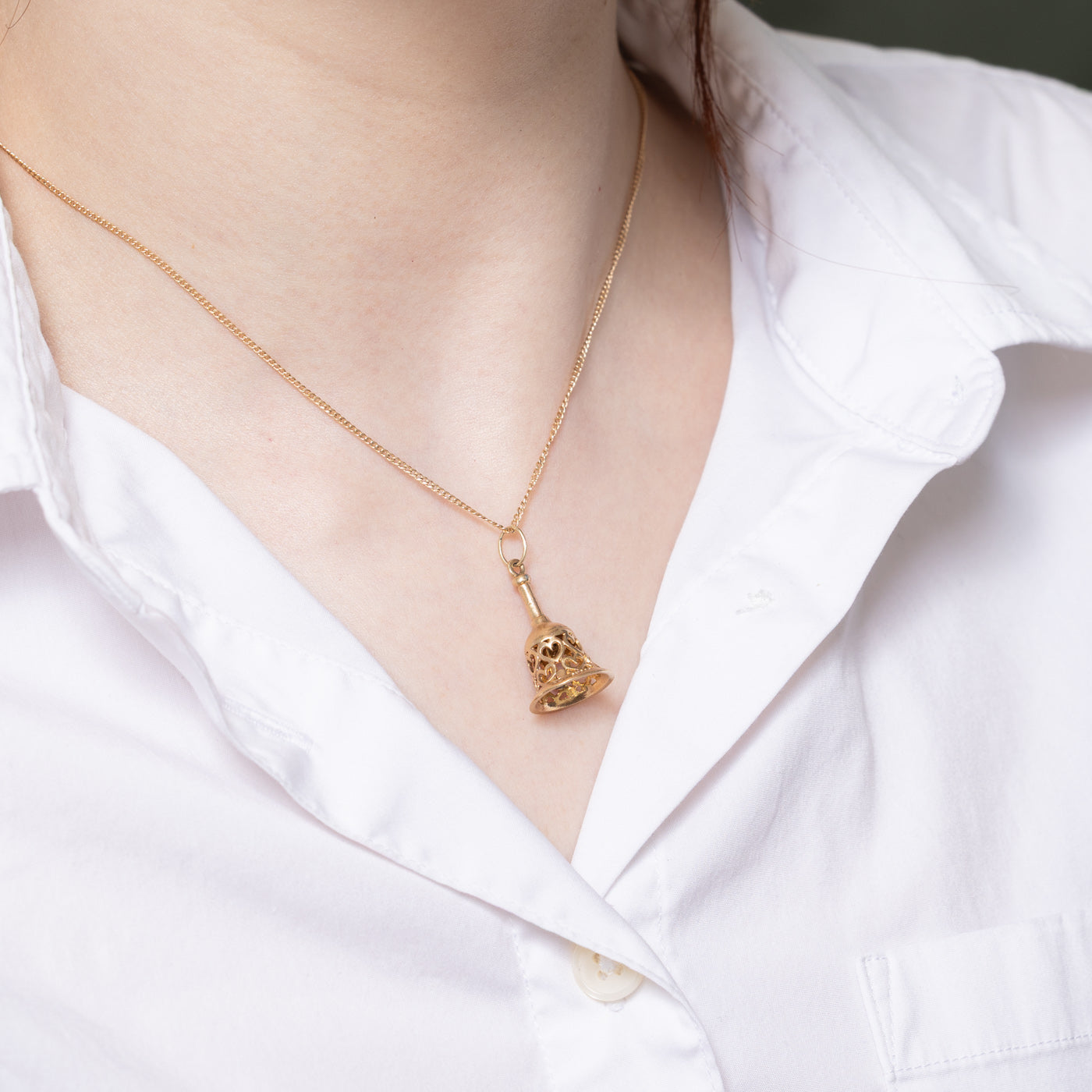 9K Yellow Gold Heart Bell Charm