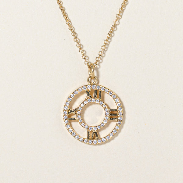 'Tiffany & Co' Diamond Atlas Pendant & 18k Necklace | 0.30ctw | 16