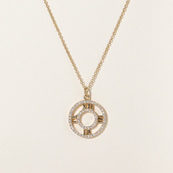 'Tiffany & Co' Diamond Atlas Pendant & 18k Necklace | 0.30ctw | 16