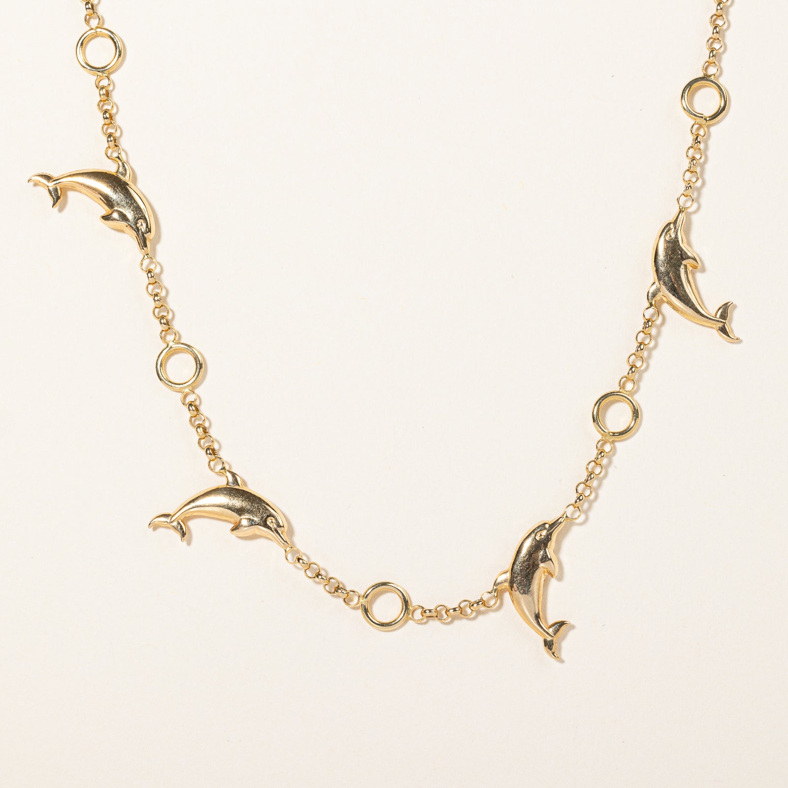 Italian 18k Yellow Gold Dolphin Necklace | 16" |