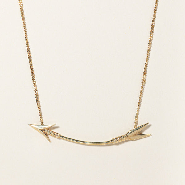 14k Yellow Gold Arrow Pendant Choker | 15