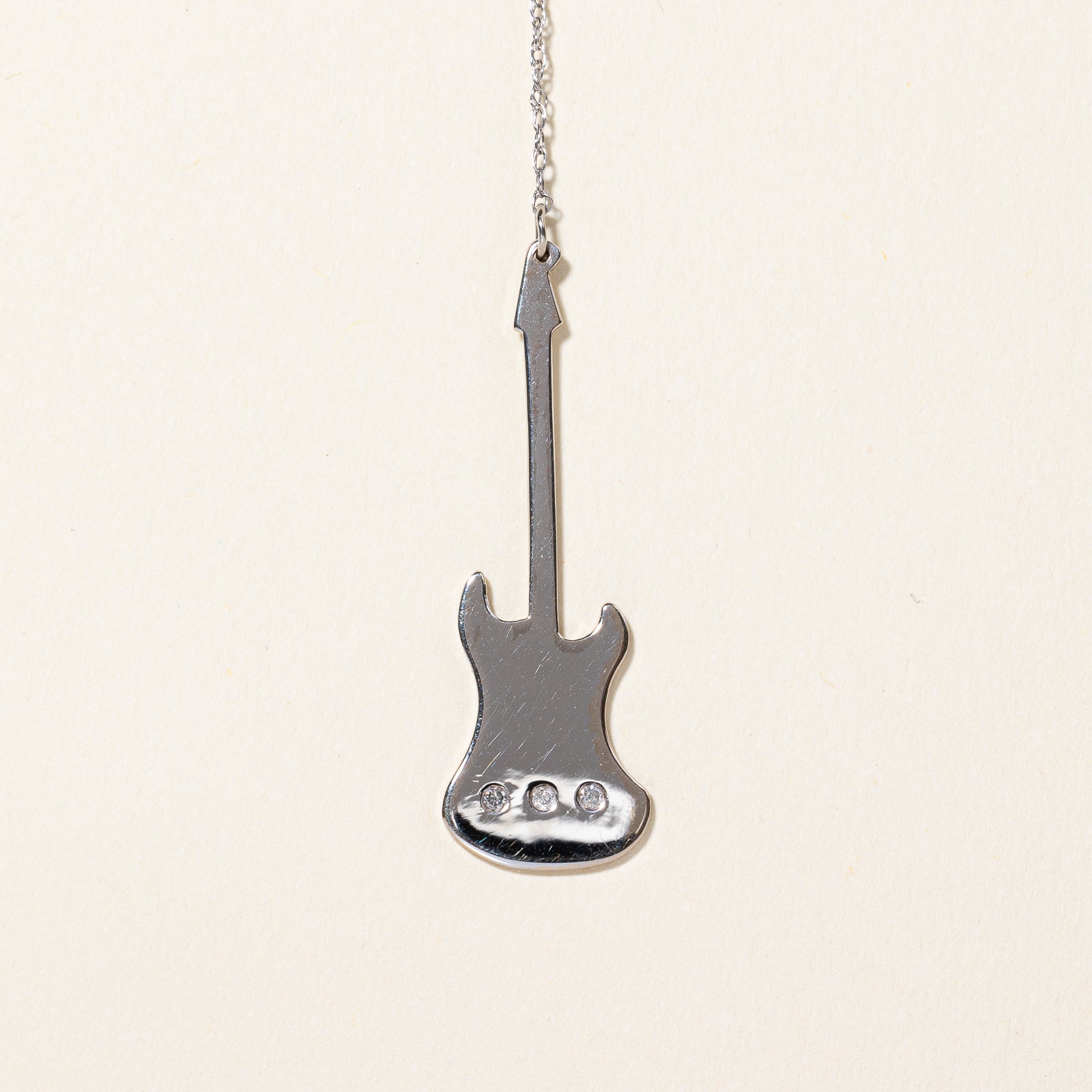 Diamond Guitar Drop Pendant Necklace | 0.06ctw | 16