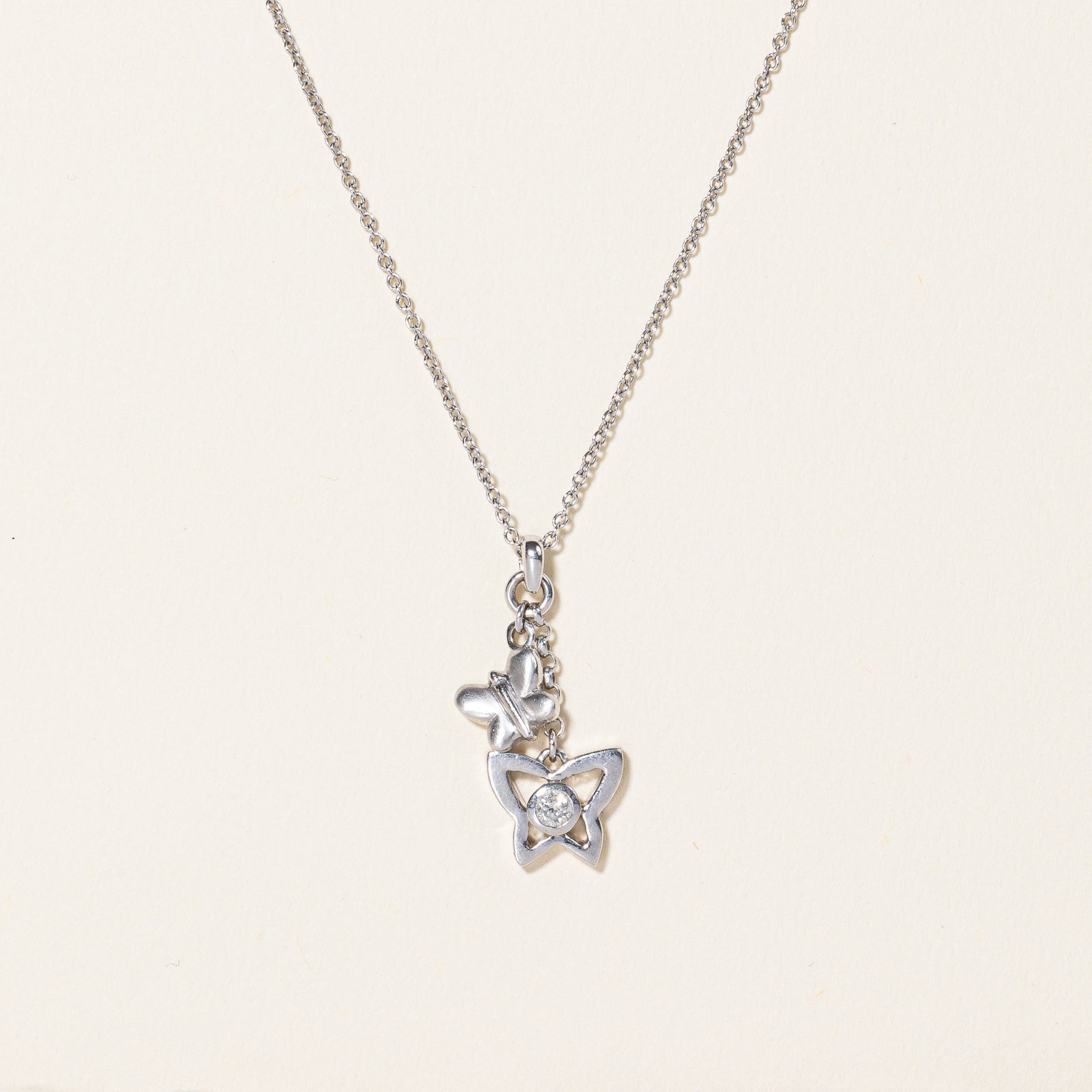 Diamond Butterfly Charm Necklace | 0.05ct | 17