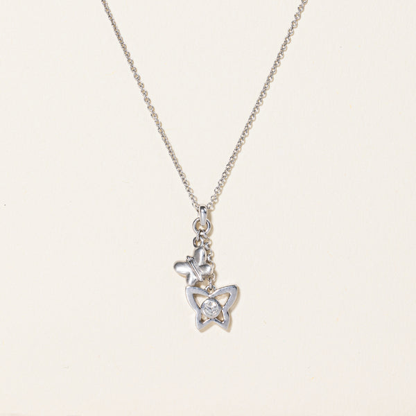 Diamond Butterfly Charm Necklace | 0.05ct | 17