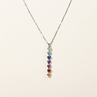 Multi Gem Rainbow Pendant & Necklace | 0.49ctw | 18