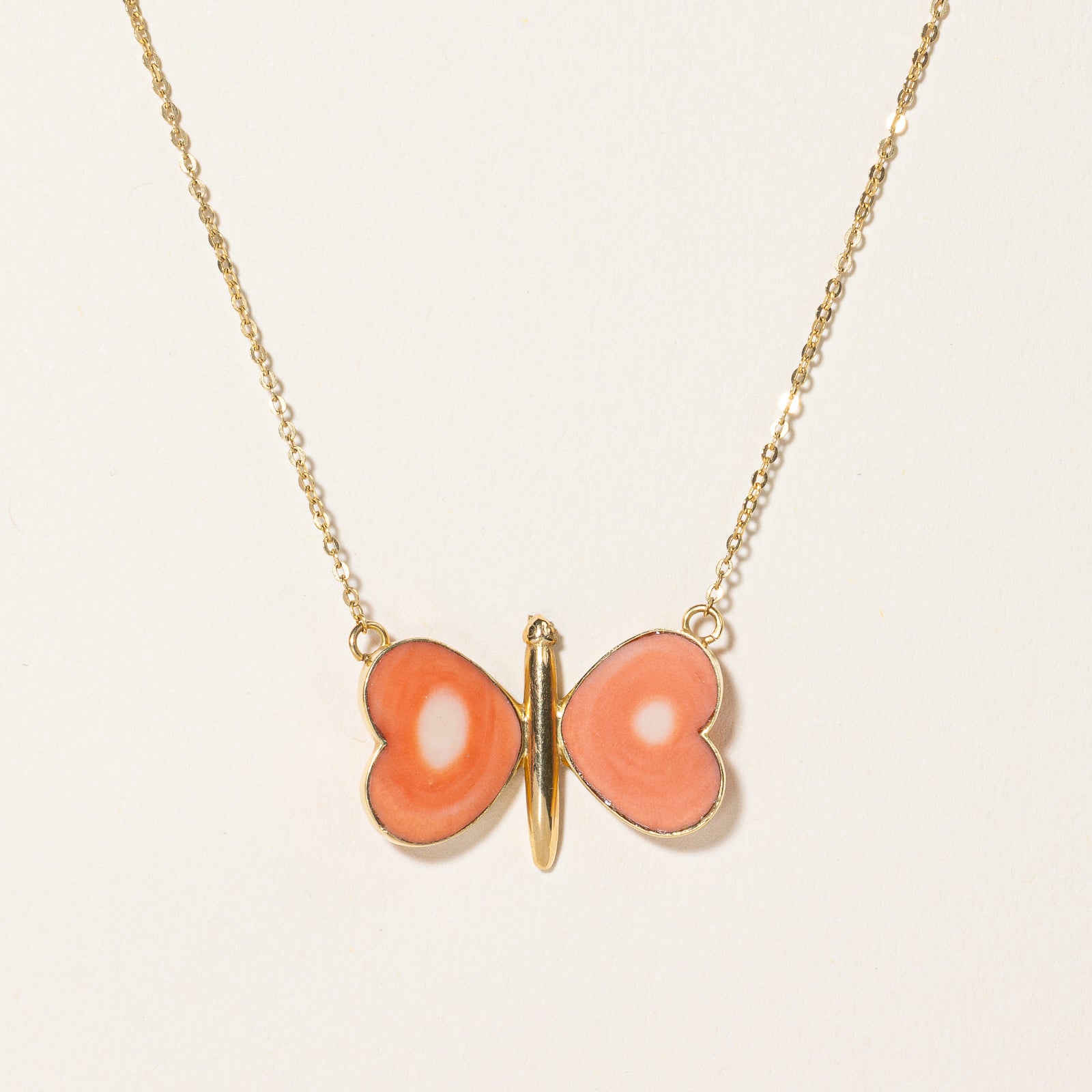 Collier ras du cou papillon en corail | 2,70 ct | 40,6 cm | 