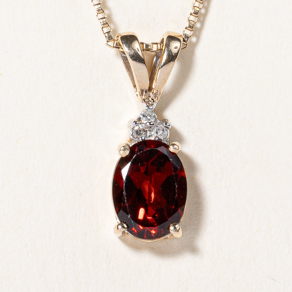 Garnet & Diamond Pendant Necklace | 1.20ct, 0.015ctw | 18" |