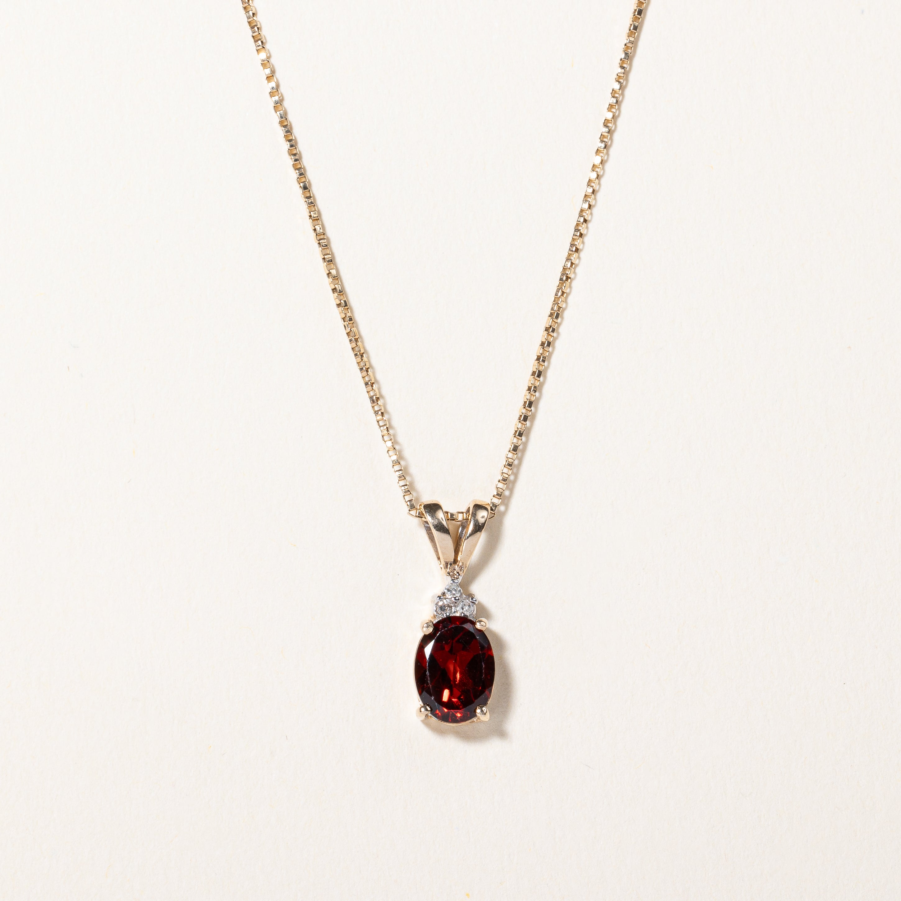 Garnet & Diamond Pendant Necklace | 1.20ct, 0.015ctw | 18" |