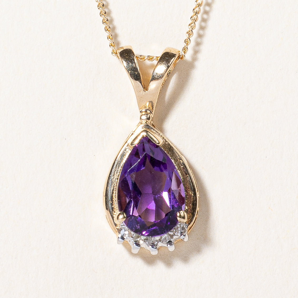 Amethyst & Diamond Pendant Necklace | 1.00ct, 0.02ctw | 18" |