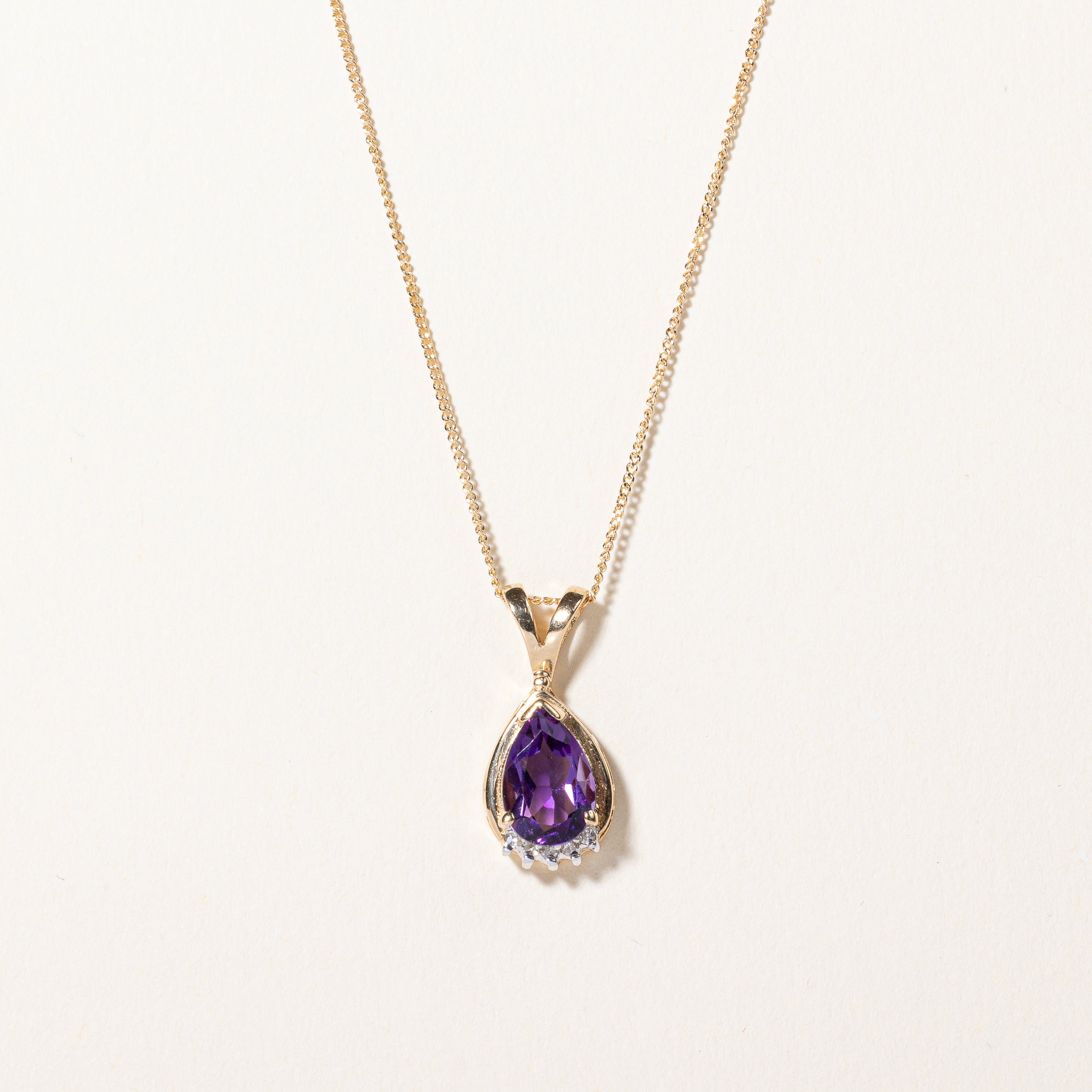 Amethyst & Diamond Pendant Necklace | 1.00ct, 0.02ctw | 18" |