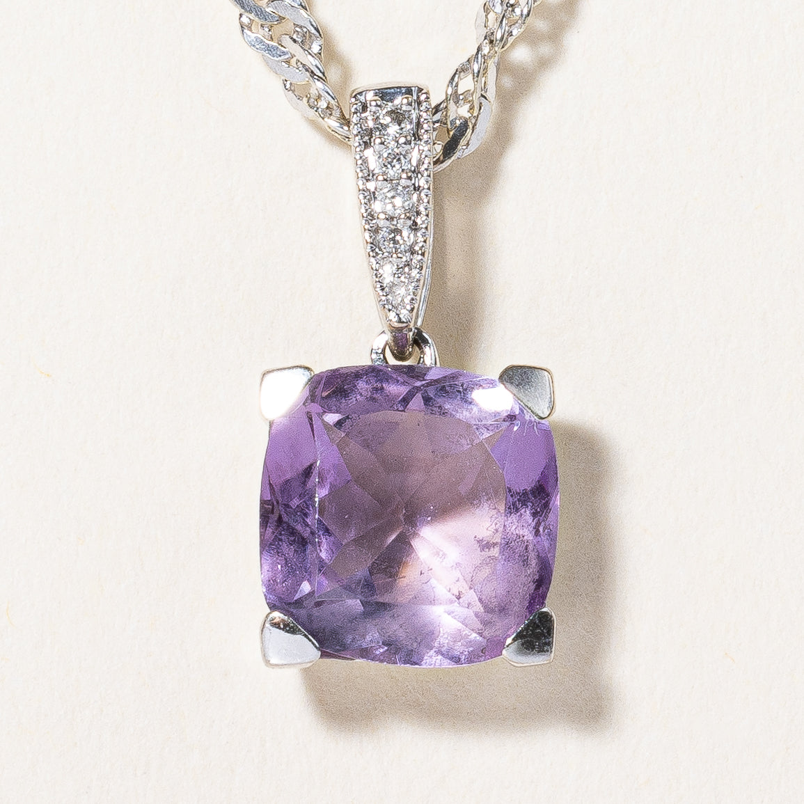 Amethyst & Diamond Pendant Necklace | 2.50ct, 0.03ctw | 20" |