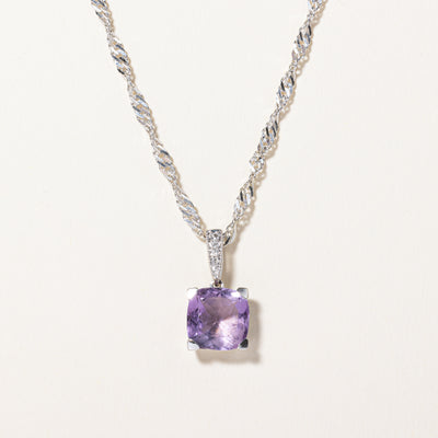 Amethyst & Diamond Pendant Necklace | 2.50ct, 0.03ctw | 20