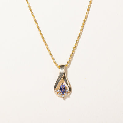 Tanzanite & Diamond Pendant Necklace | 0.40ct, 0.075ctw | 20