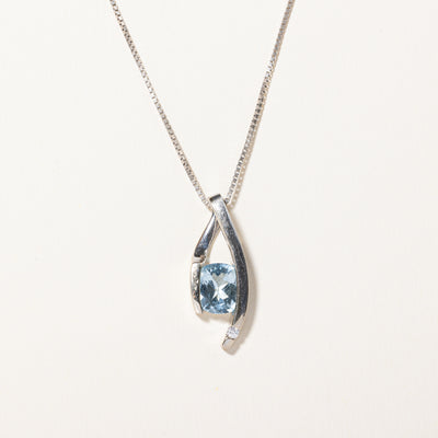 Aquamarine & Diamond Pendant Necklace | 1.50ct, 0.03ct | 20