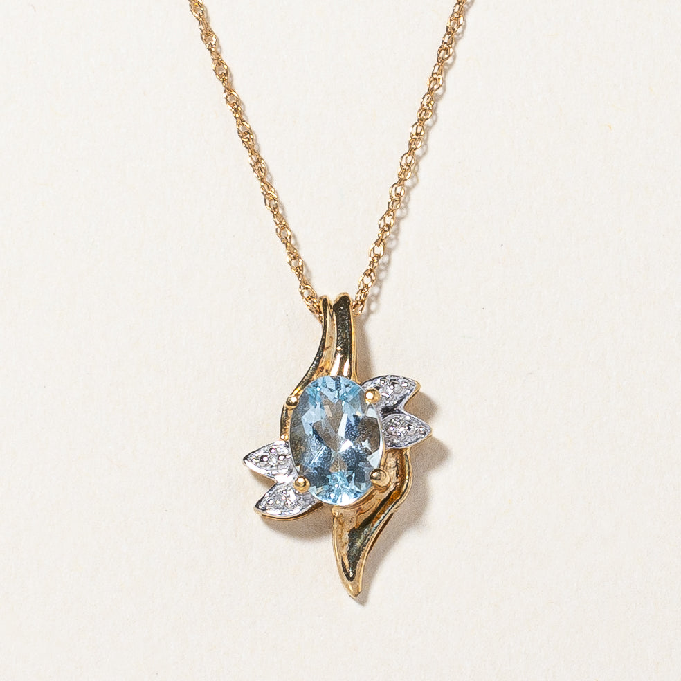 Aquamarine & Diamond Pendant Necklace | 0.56ct, 0.005ct | 18" |