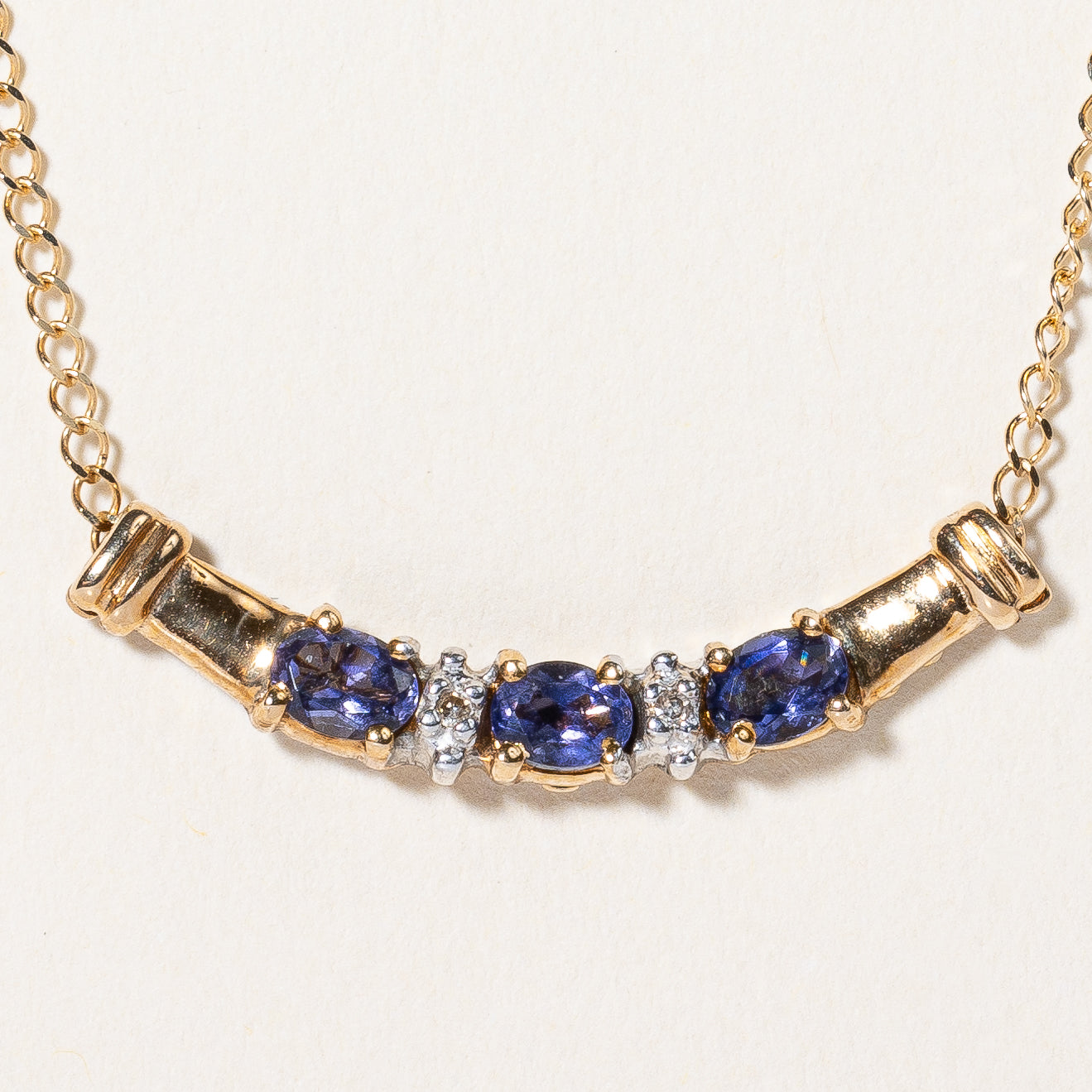 Sapphire & Diamond Scoop Pendant Necklace | 0.60ctw, 0.01ctw | 16" |