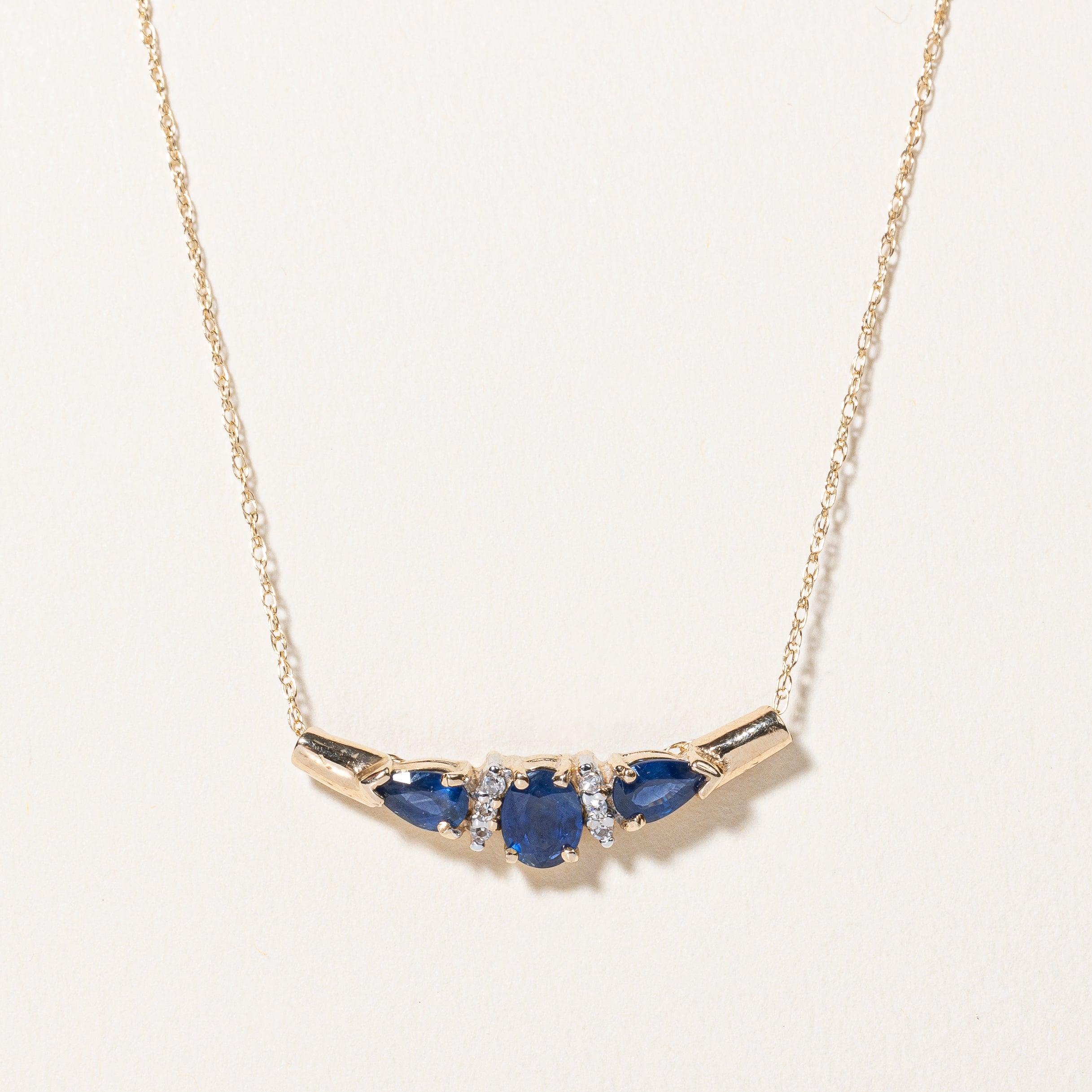 Sapphire & Diamond Pendant Necklace | 0.75ctw, 0.024ctw | 18" |