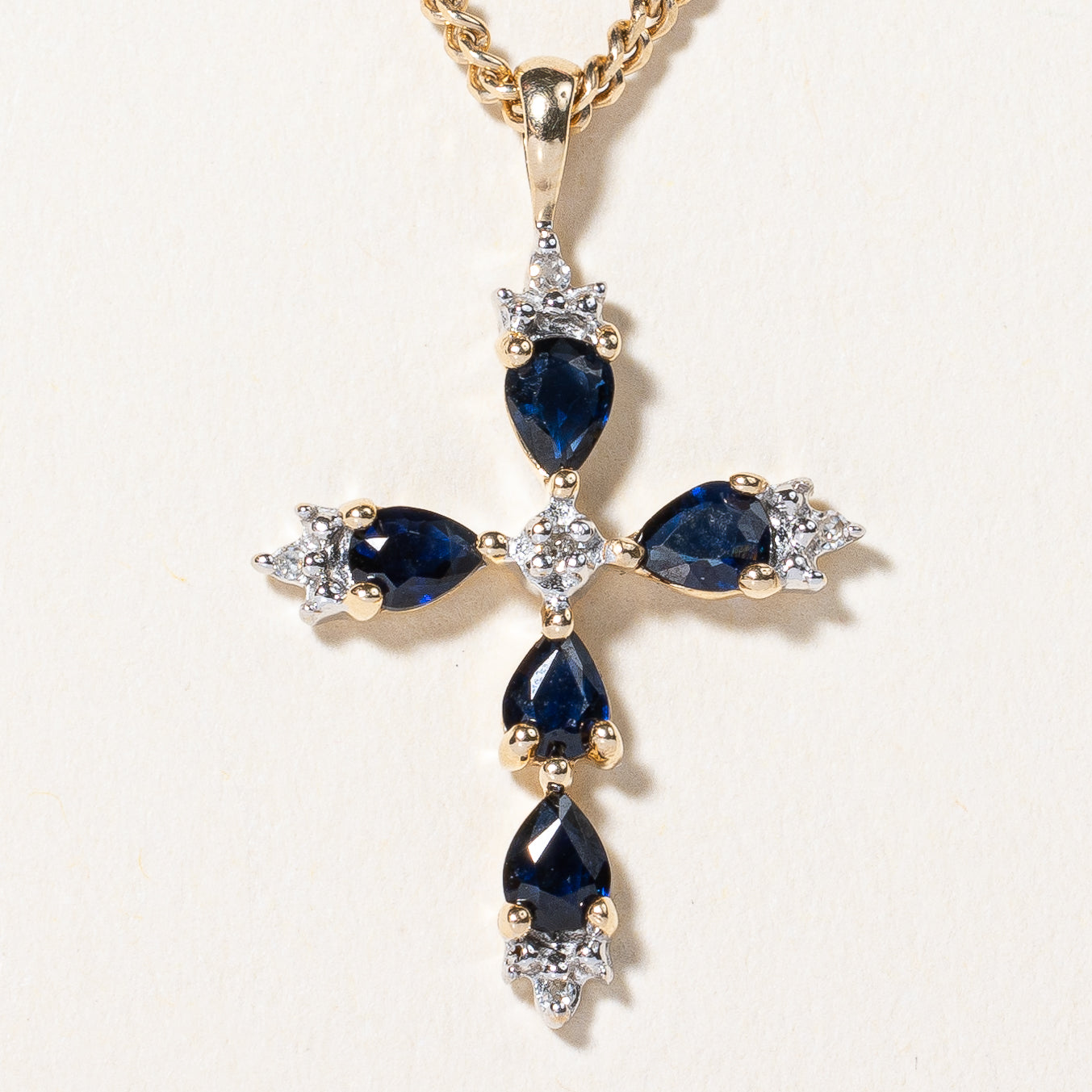 Sapphire & Diamond Cross Pendant Necklace | 0.60ctw, 0.025ctw | 26" |