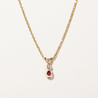 Ruby & Diamond Pendant Necklace | 0.30ct, 0.15ct | 18