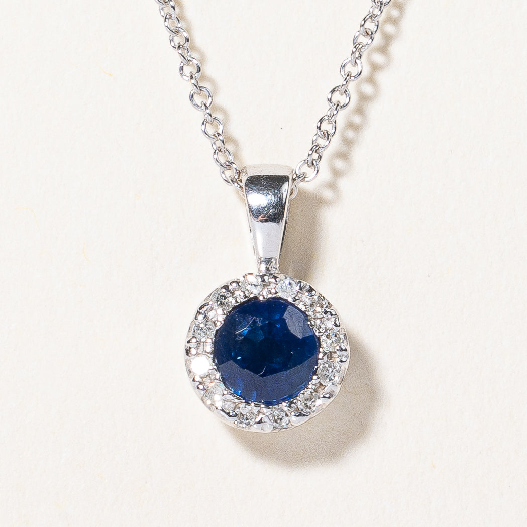 Sapphire & Diamond Pendant Necklace | 0.35ct, 0.025ctw | 18" |