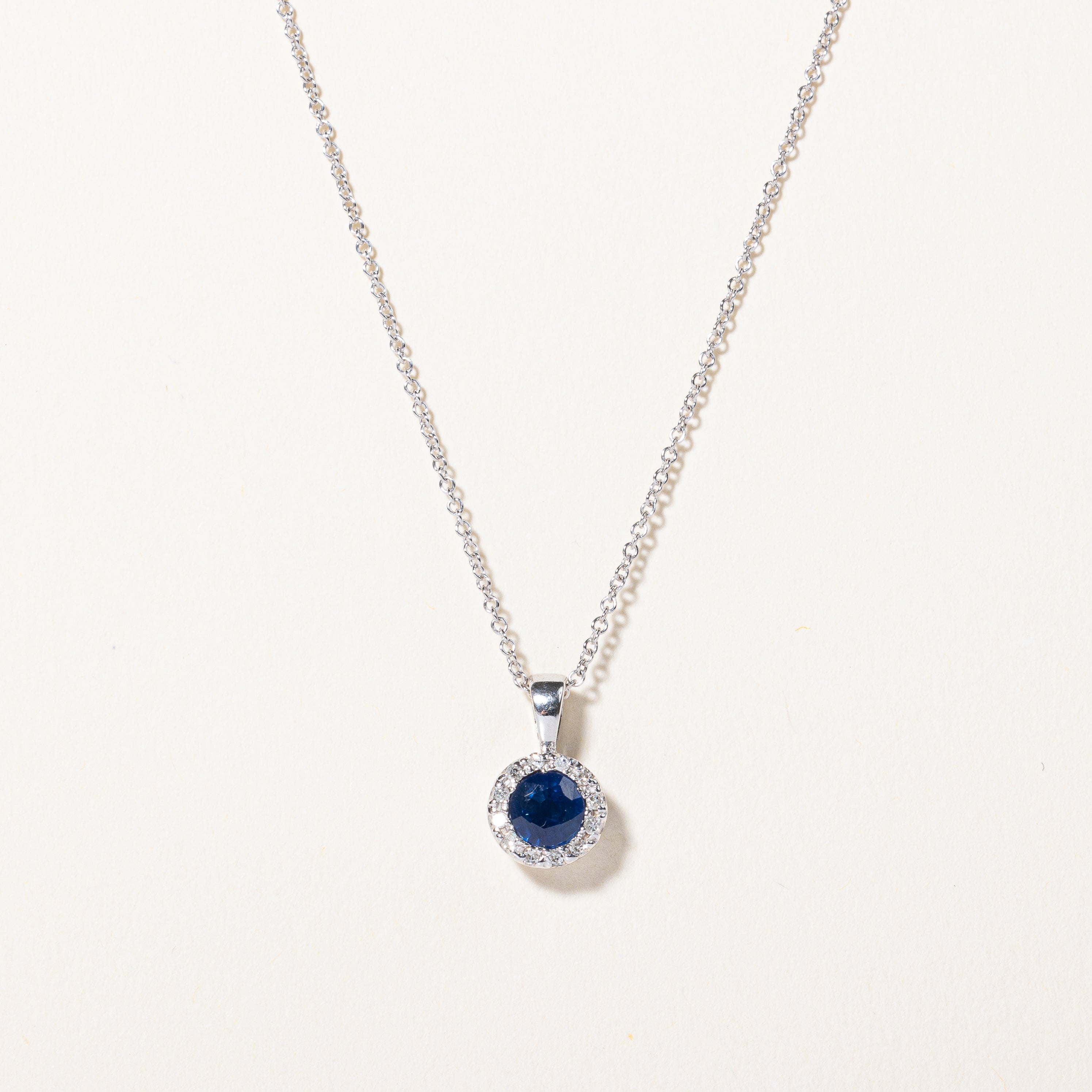 Sapphire & Diamond Pendant Necklace | 0.35ct, 0.025ctw | 18" |