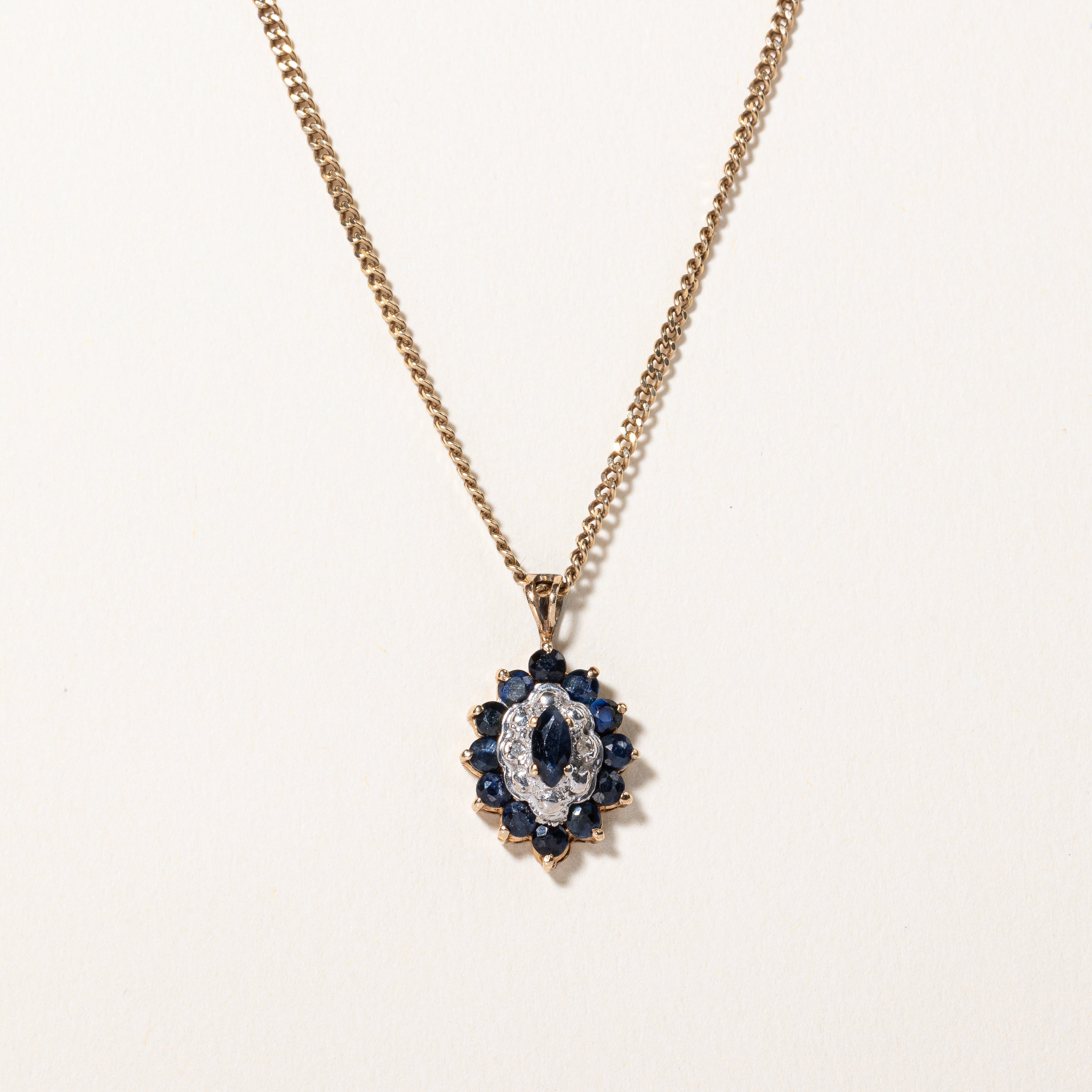 Sapphire & Diamond Pendant Necklace | 0.40ctw 0.01ctw | 17" |