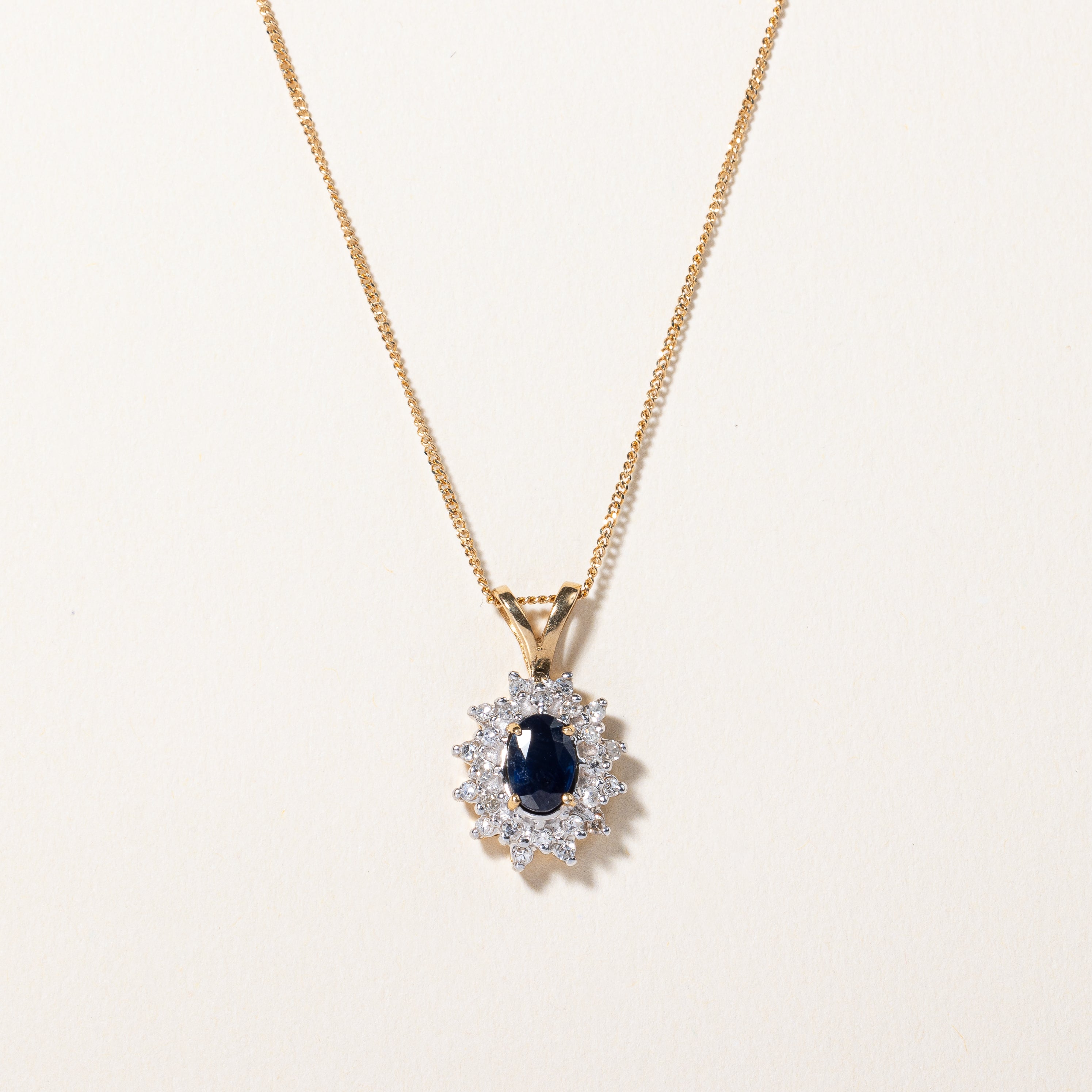 Sapphire & Diamond Pendant Necklace | 0.70ct, 0.01ctw | 18" |