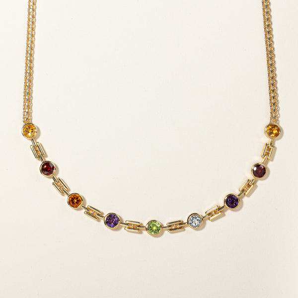 18k Yellow Gold Multi Gem Necklace | 3.60ctw | 18