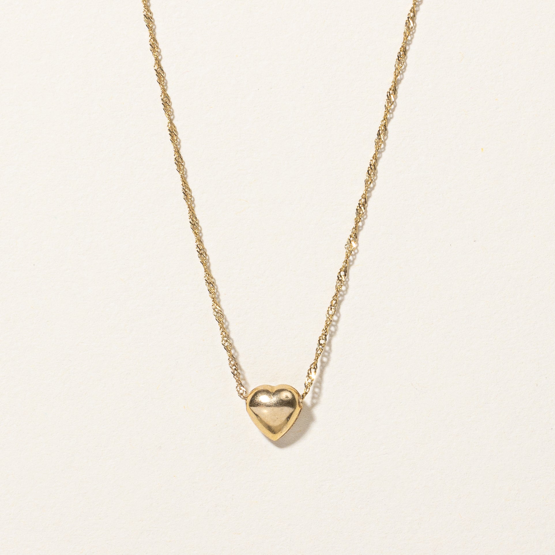 10k Yellow Gold Heart Pendant & Necklace | 16