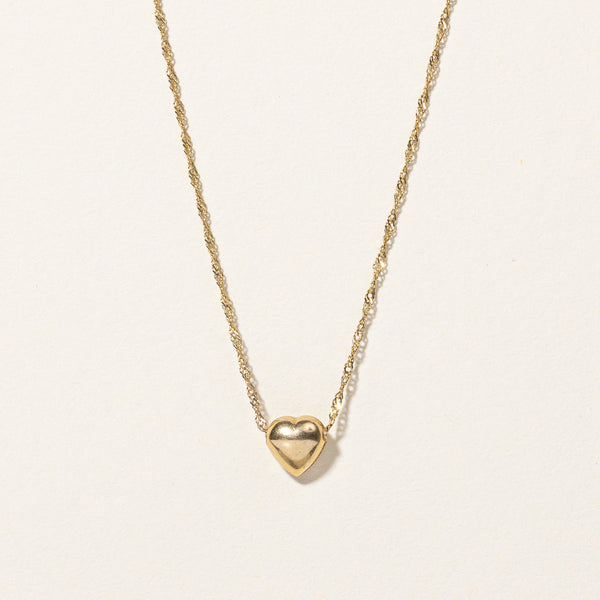 10k Yellow Gold Heart Pendant & Necklace | 16