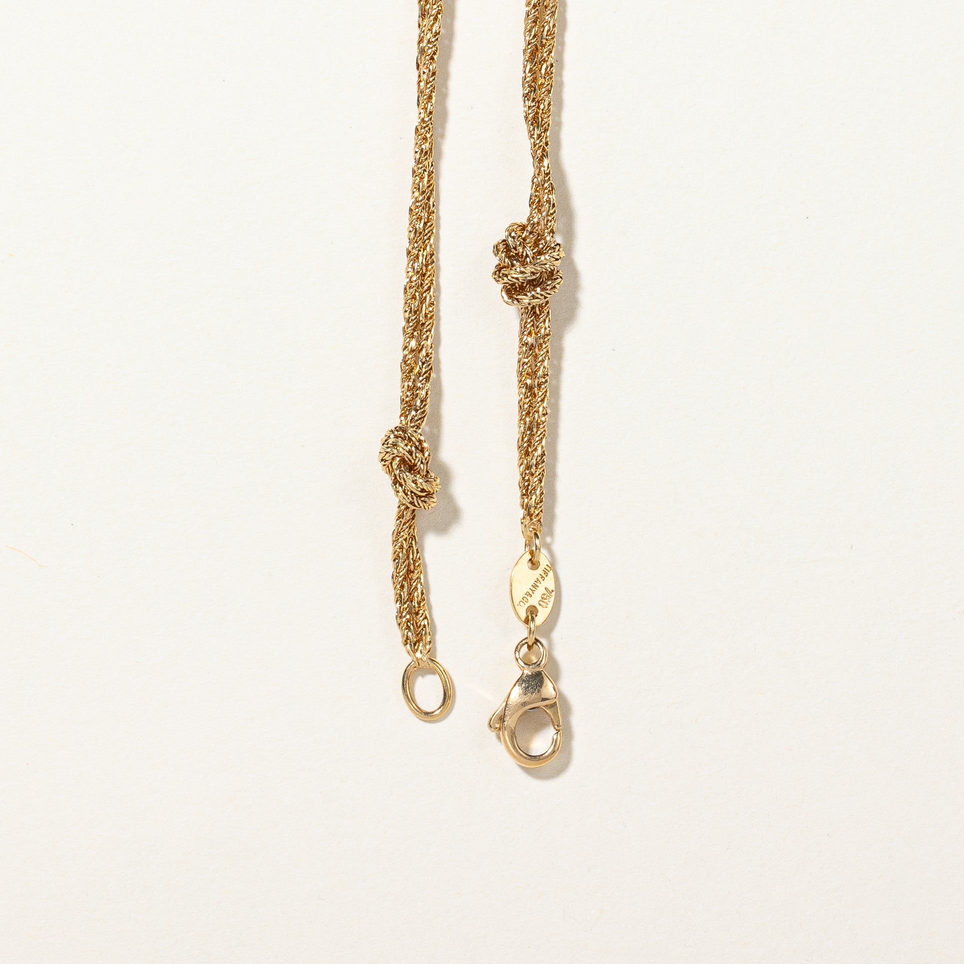Tiffany & Co' Vintage 1980's Gold Knotted Station 18k Necklace | 22" |