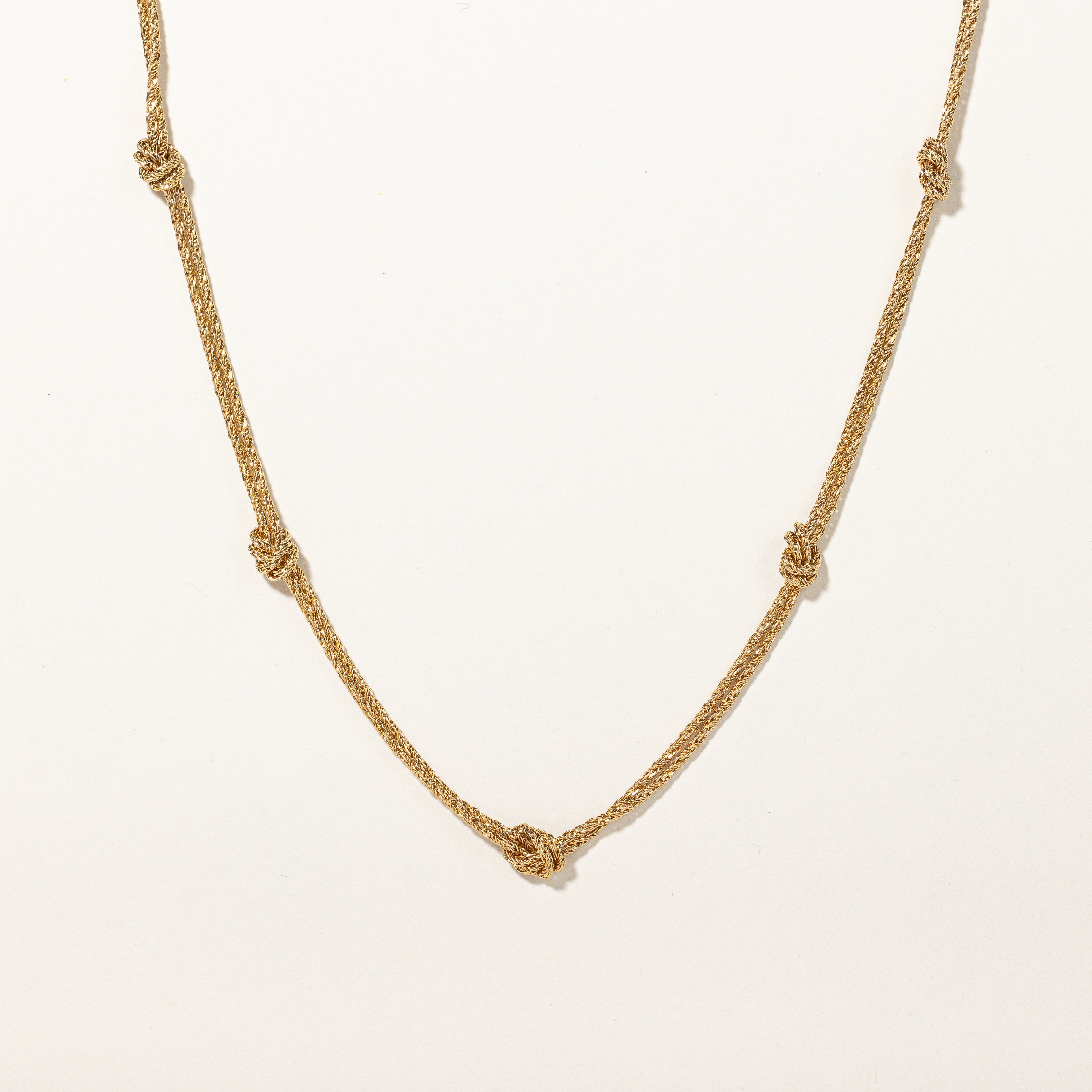 Tiffany & Co' Vintage 1980's Gold Knotted Station 18k Necklace | 22" |